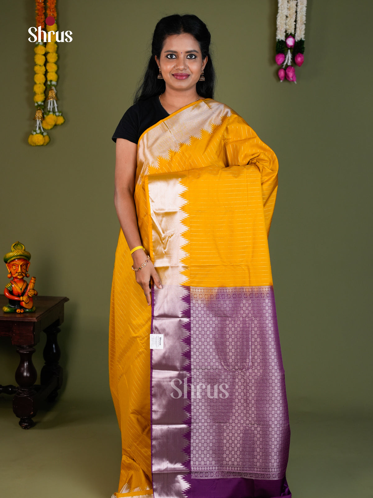 Semi Kanchipuram Saree - EBS16066 - Shop on Shrus.com
