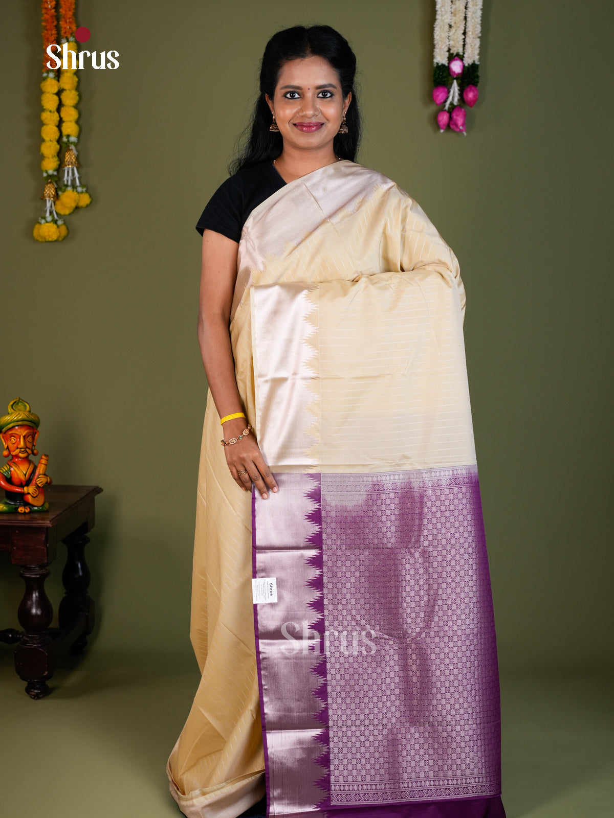Semi Kanchipuram Saree - EBS16081 - Shop on Shrus.com