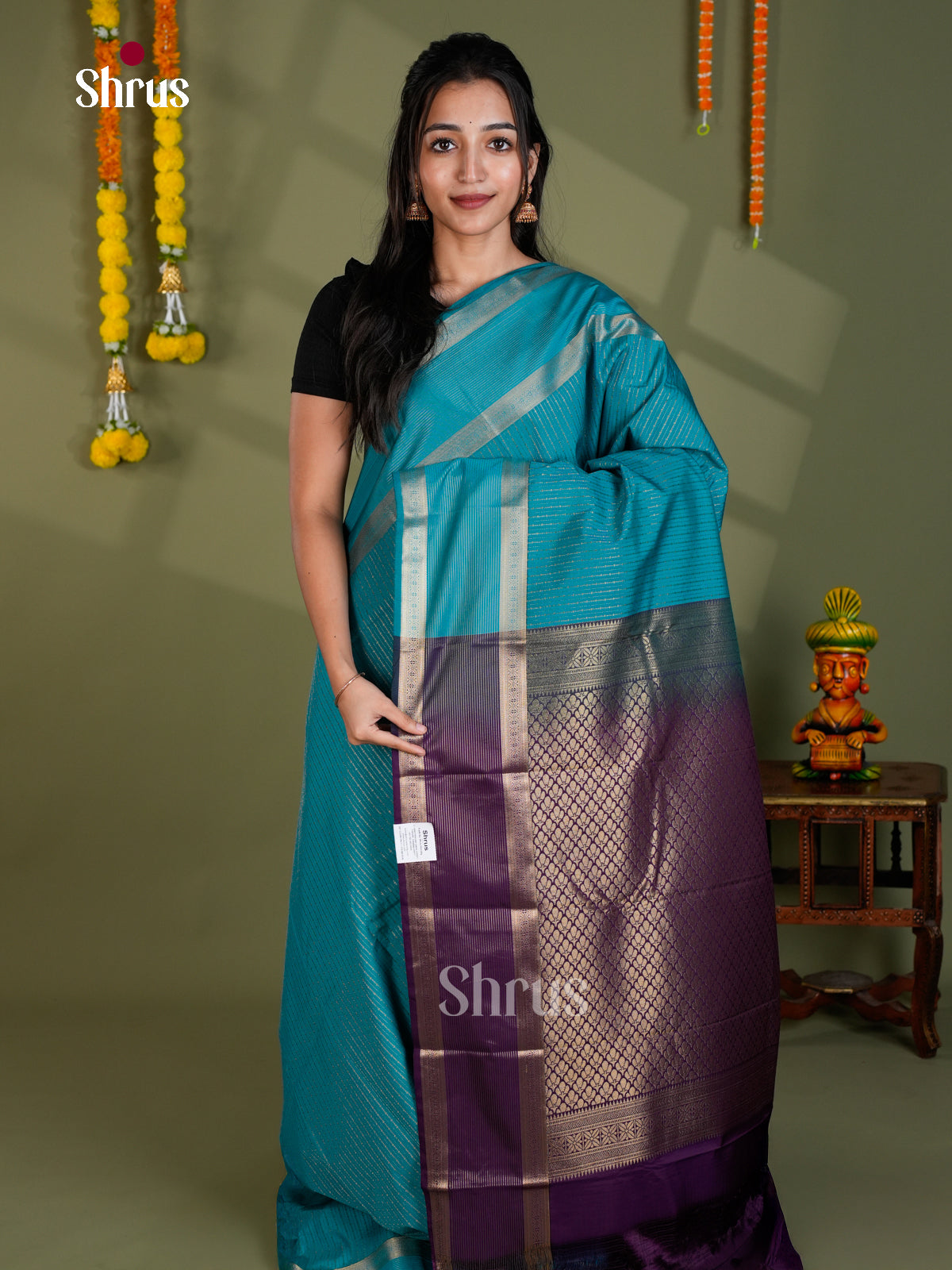EBS16086 - Semi Kanchipuram Saree - Shop on Shrus.com