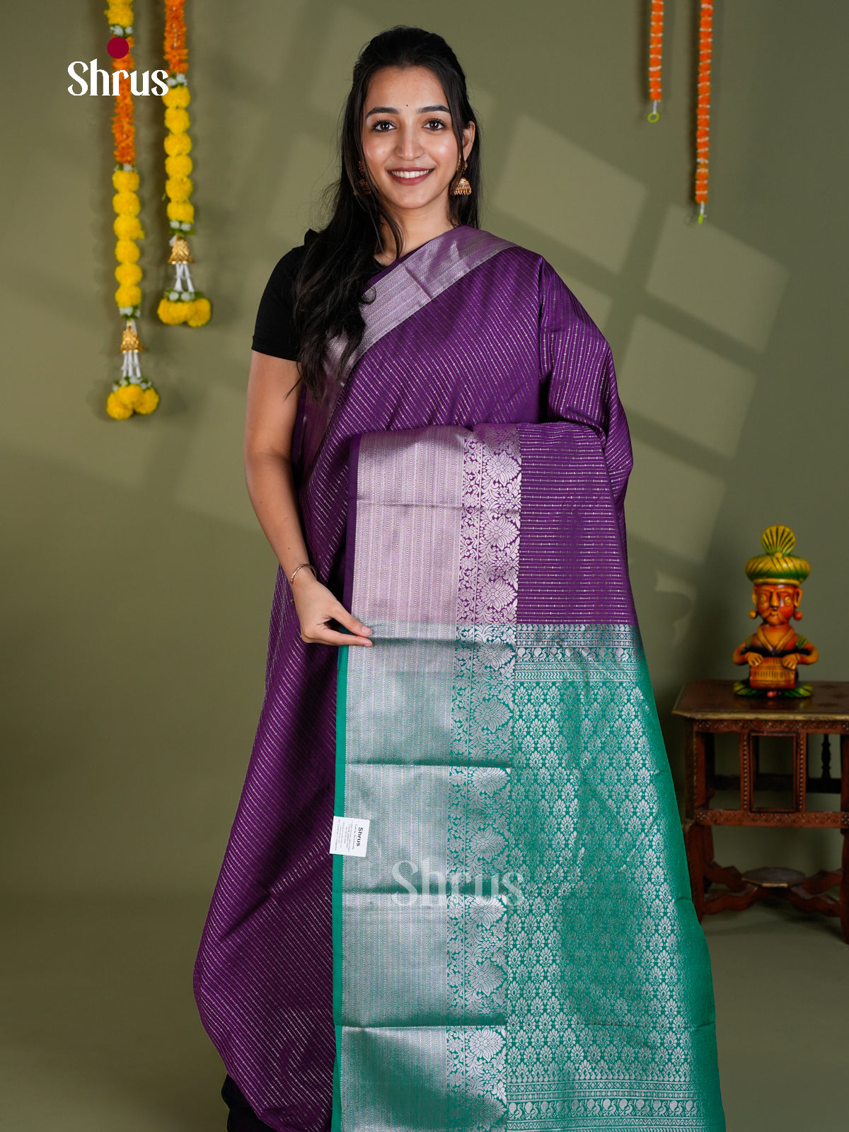 EBS16087 - Semi Kanchipuram Saree - Shop on Shrus.com