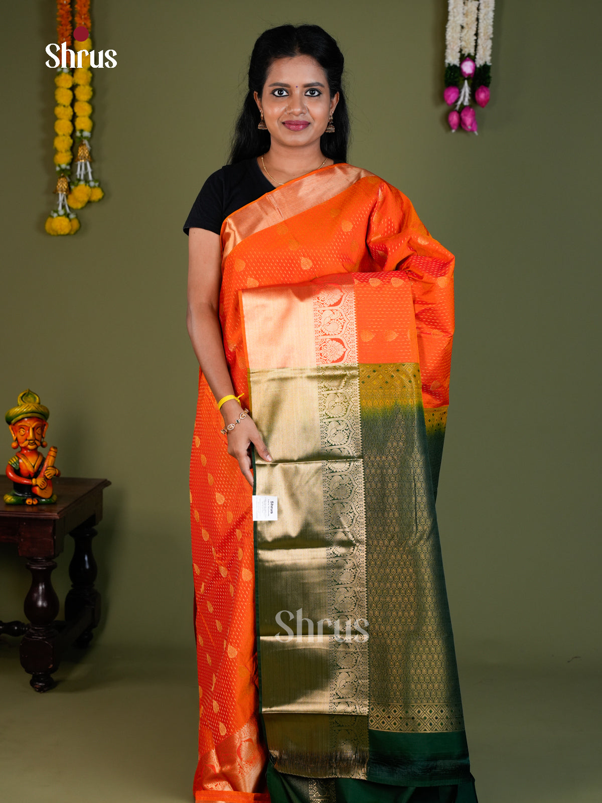 Semi Kanchipuram Saree - EBS16091 - Shop on Shrus.com