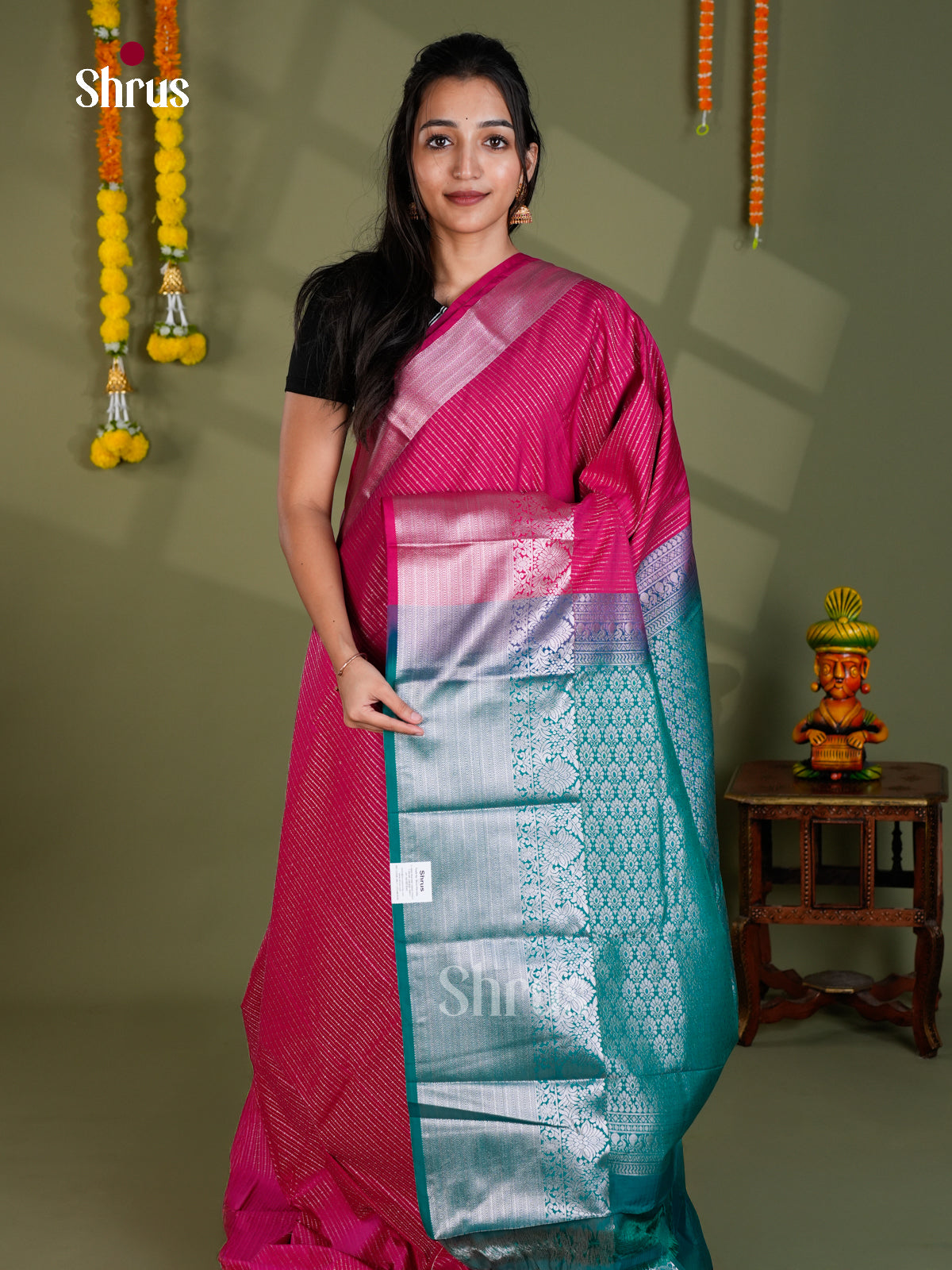 EBS16092 - Semi Kanchipuram Saree - Shop on Shrus.com