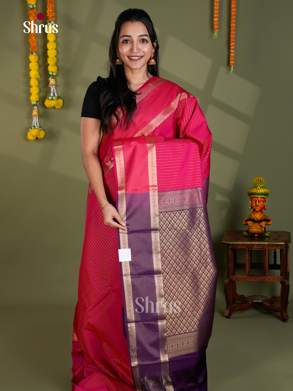EBS16094 - Semi Kanchipuram Saree - Shop on Shrus.com