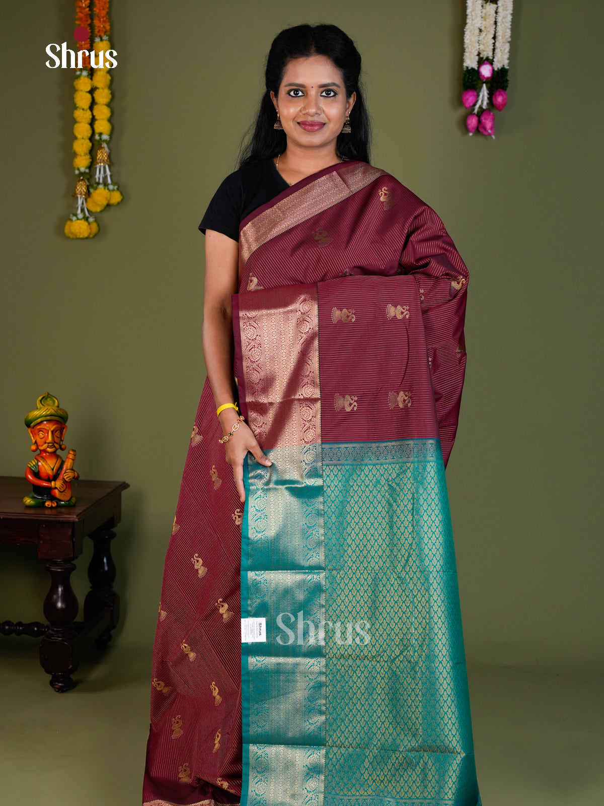 Semi Kanchipuram Saree - EBS16108 - Shop on Shrus.com