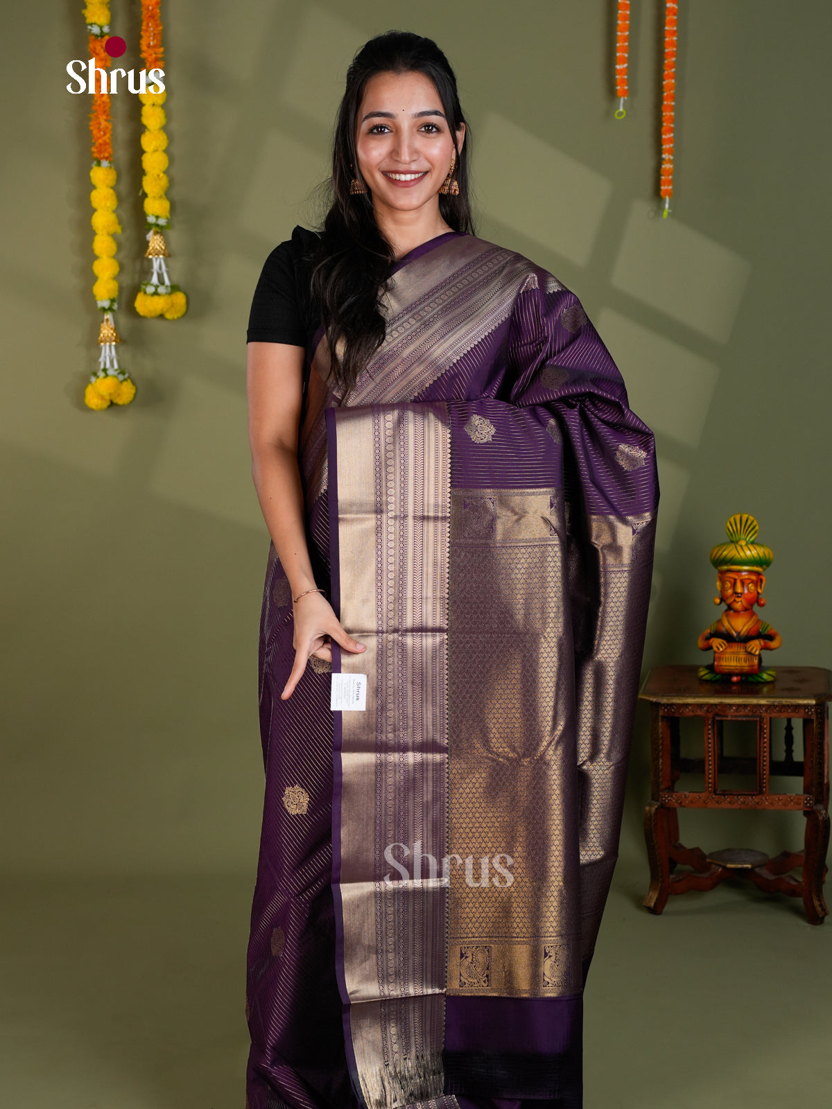 EBS16121 - Semi Kanchipuram Saree - Shop on Shrus.com