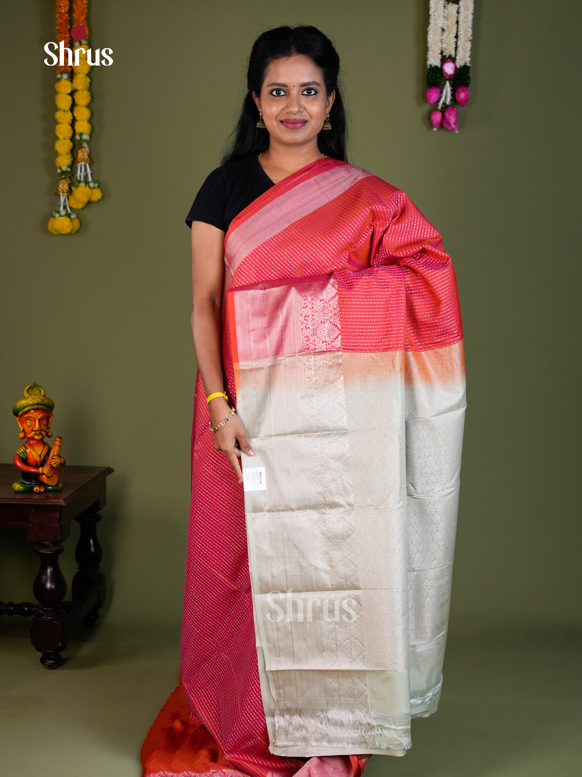 Semi Kanchipuram Saree - EBS16130 - Shop on Shrus.com