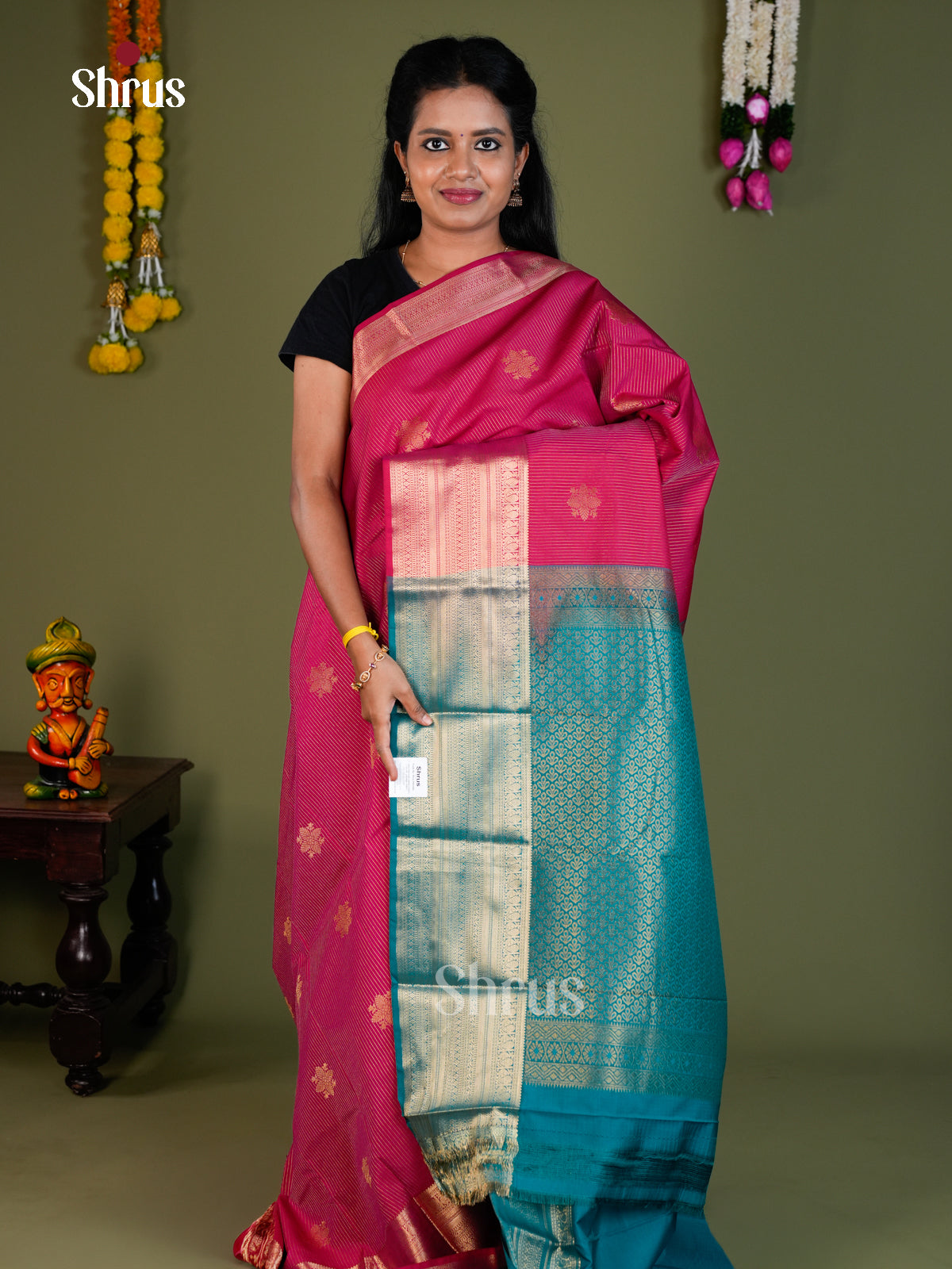 Semi Kanchipuram Saree - EBS16135 - Shop on Shrus.com