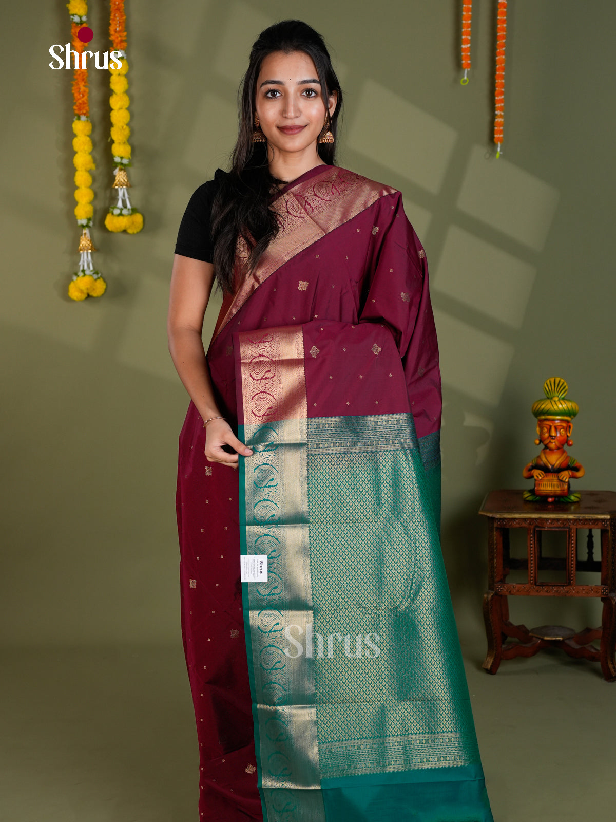 EBS16143 - Semi Kanchipuram Saree - Shop on Shrus.com