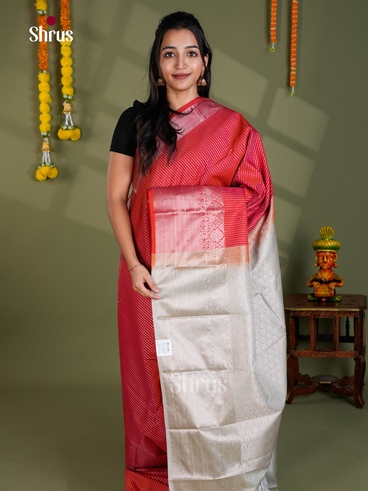EBS16163 - Semi Kanchipuram Saree - Shop on Shrus.com