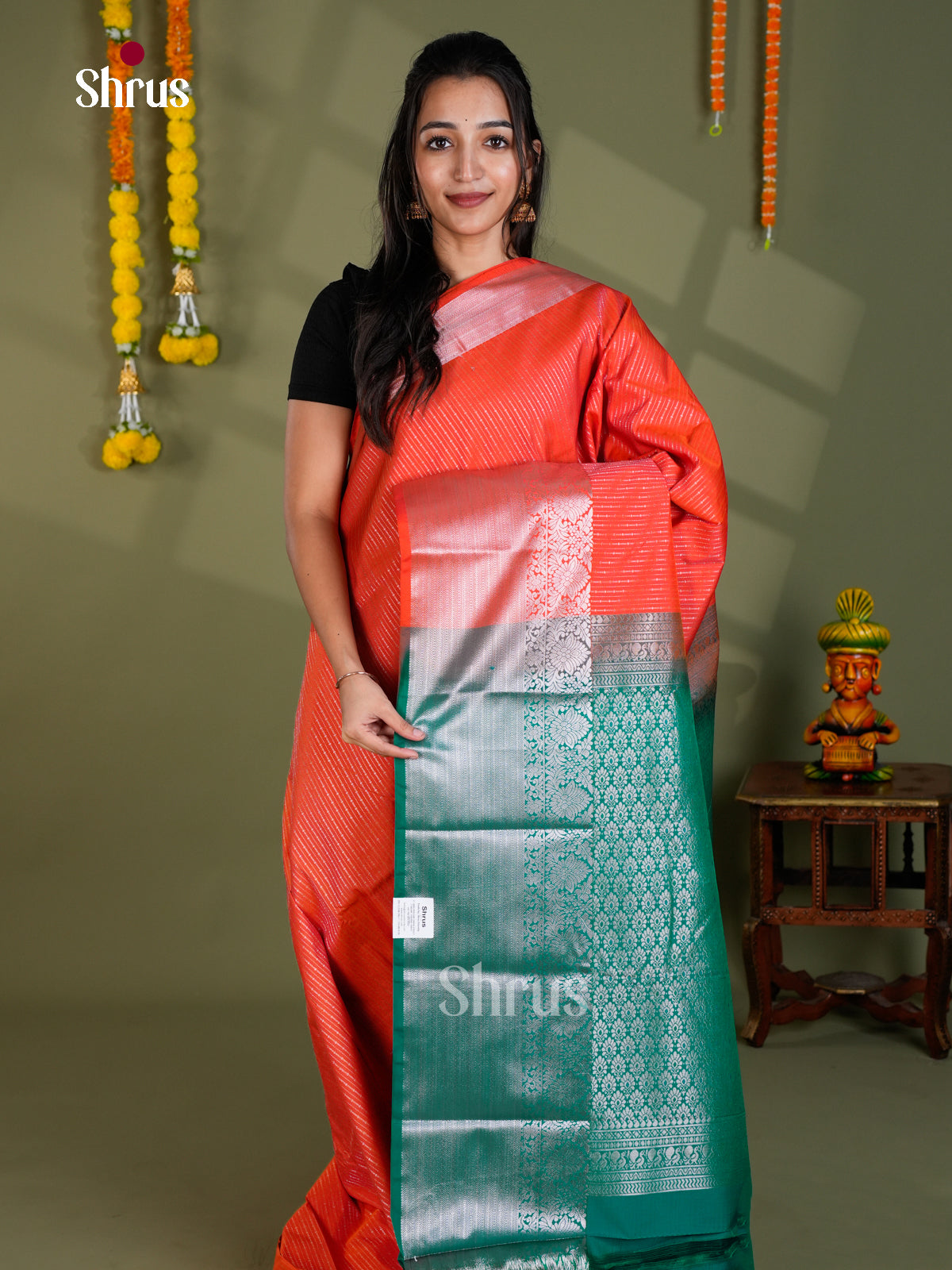 EBS16166 - Semi Kanchipuram Saree - Shop on Shrus.com