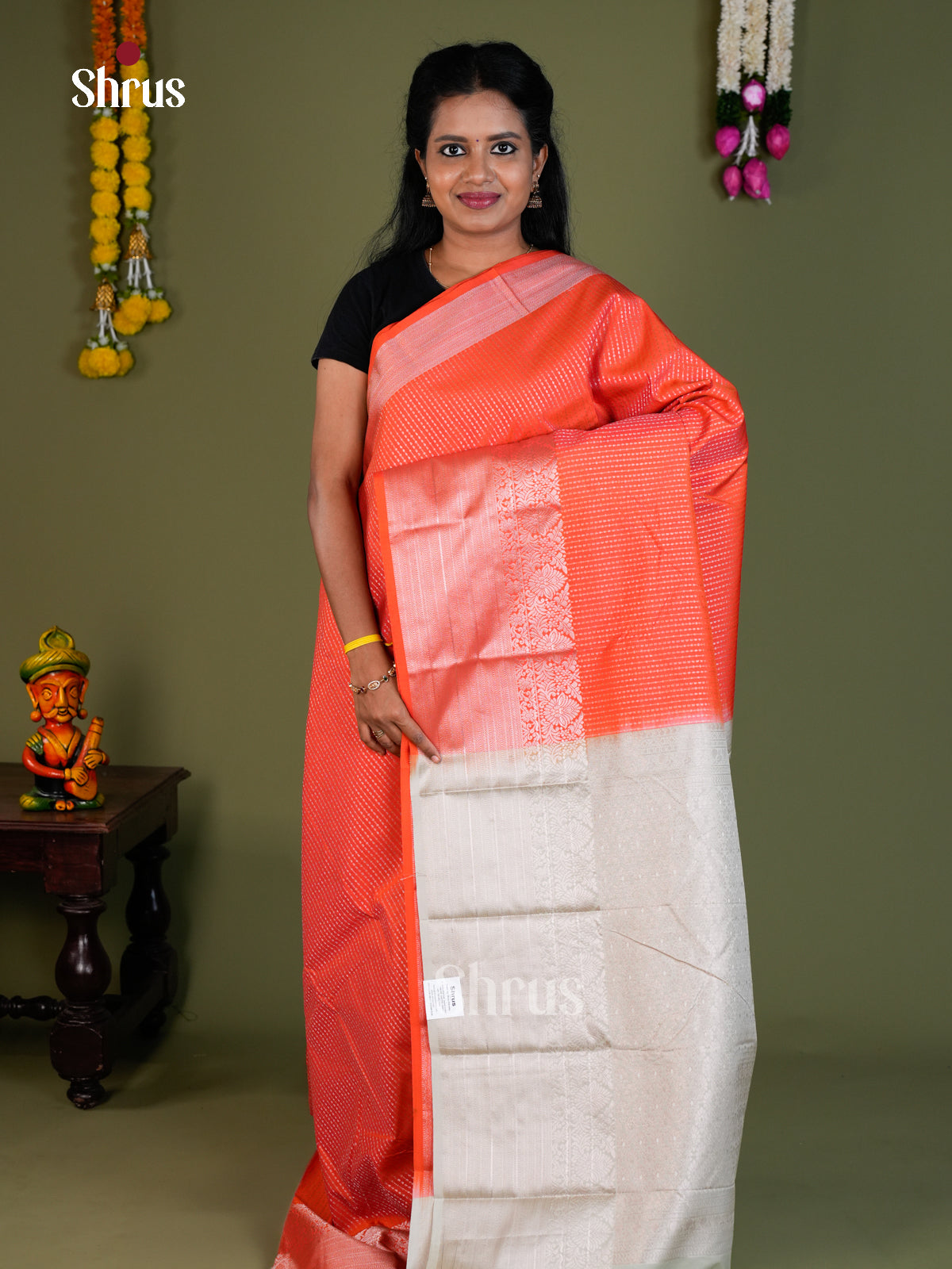 Semi Kanchipuram Saree - EBS16167 - Shop on Shrus.com