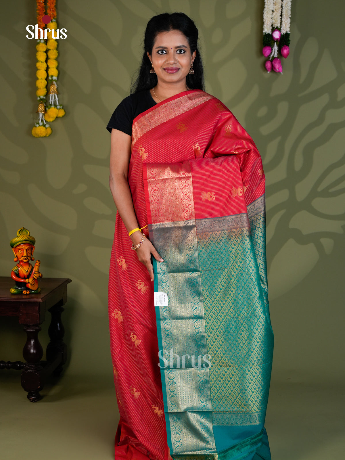 Semi Kanchipuram Saree - EBS16173 - Shop on Shrus.com