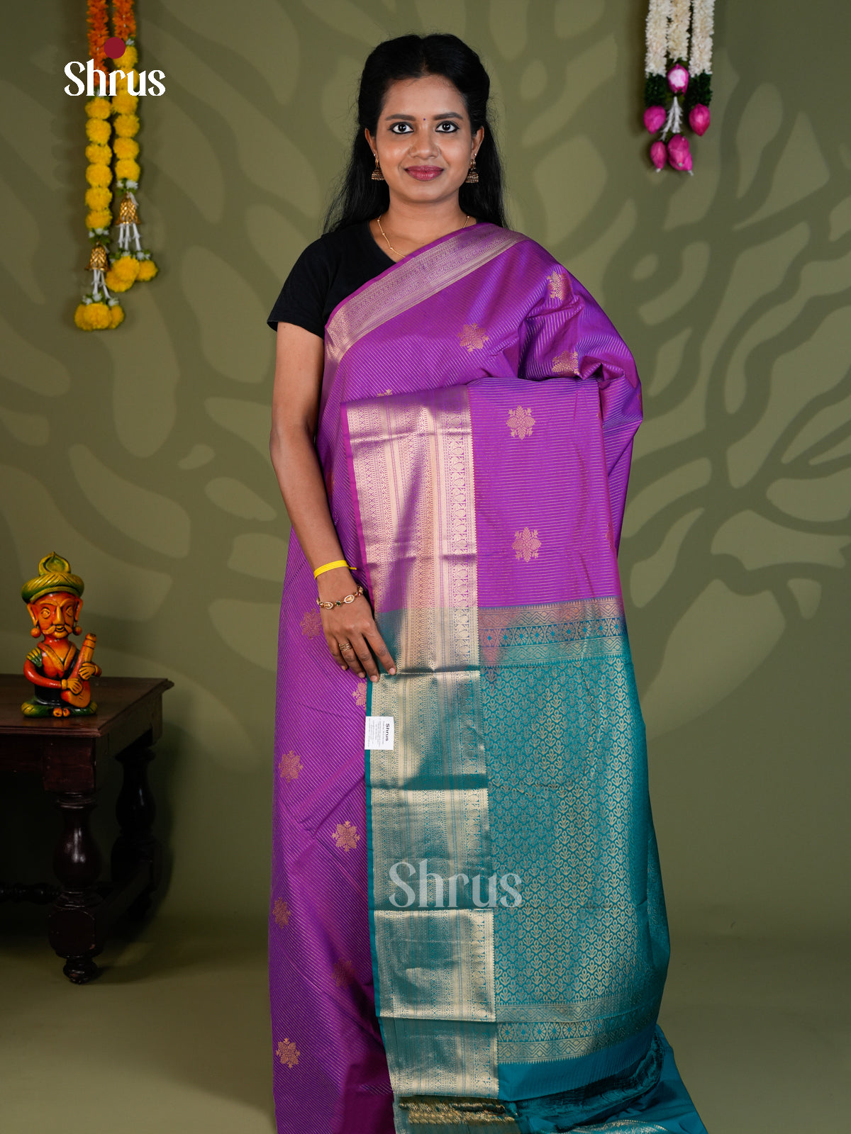 Semi Kanchipuram Saree - EBS16174 - Shop on Shrus.com
