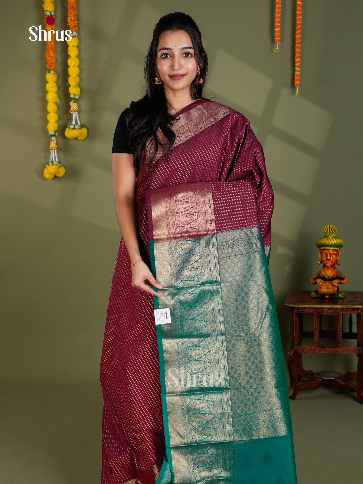 EBS16176 - Semi Kanchipuram Saree - Shop on Shrus.com