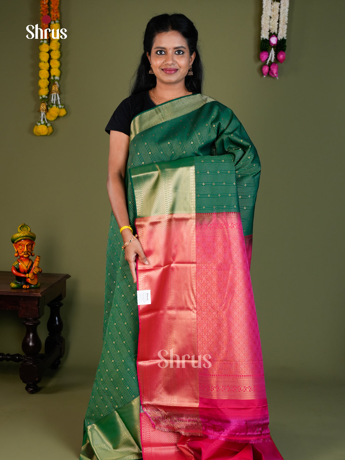 Semi Kanchipuram Saree - EBS16183 - Shop on Shrus.com