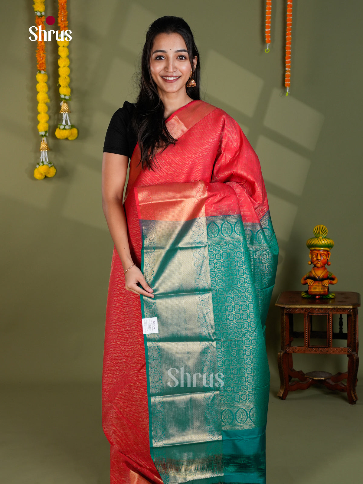 EBS16187 - Semi Kanchipuram Saree - Shop on Shrus.com