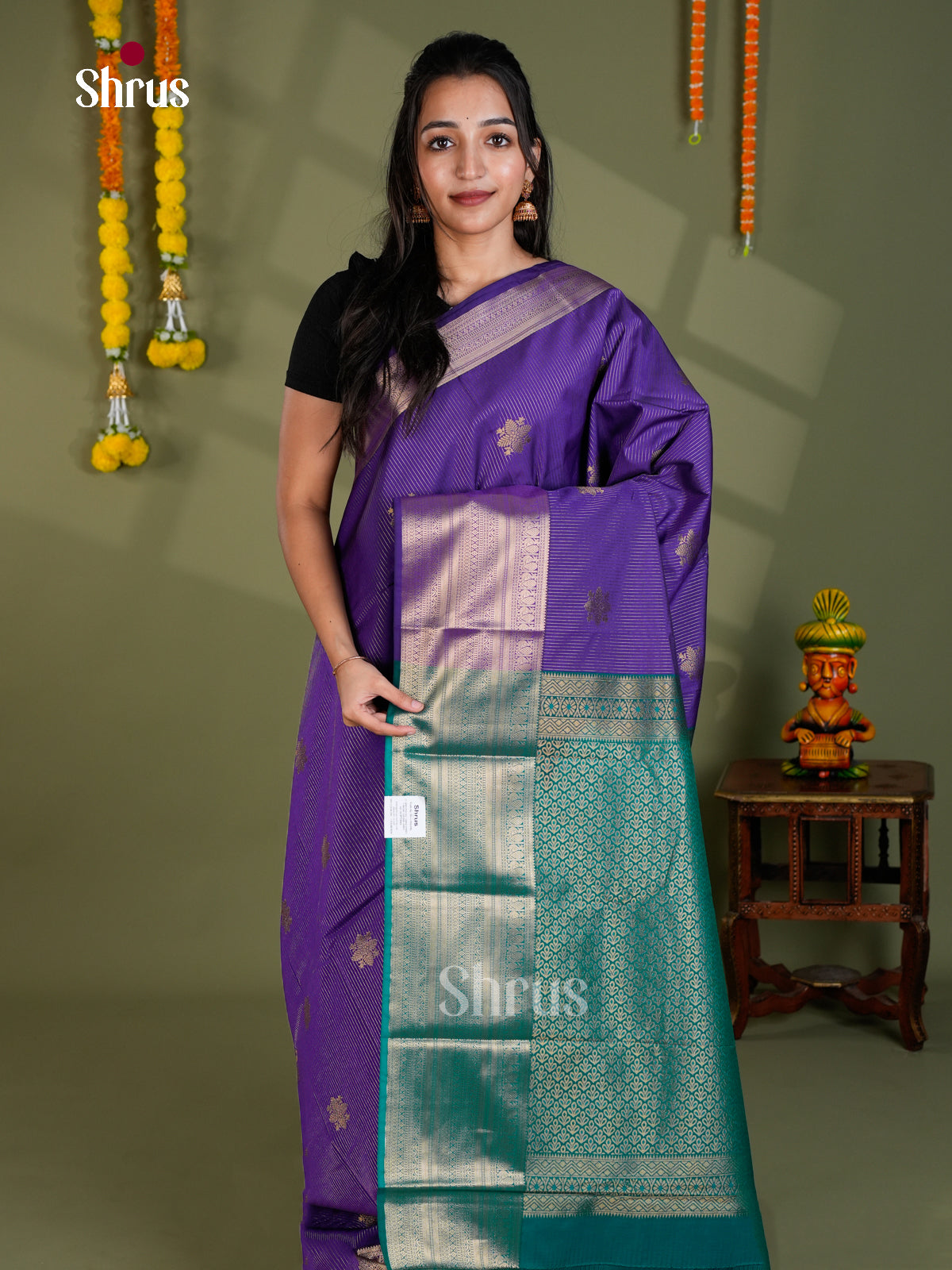EBS16197 - Semi Kanchipuram Saree - Shop on Shrus.com
