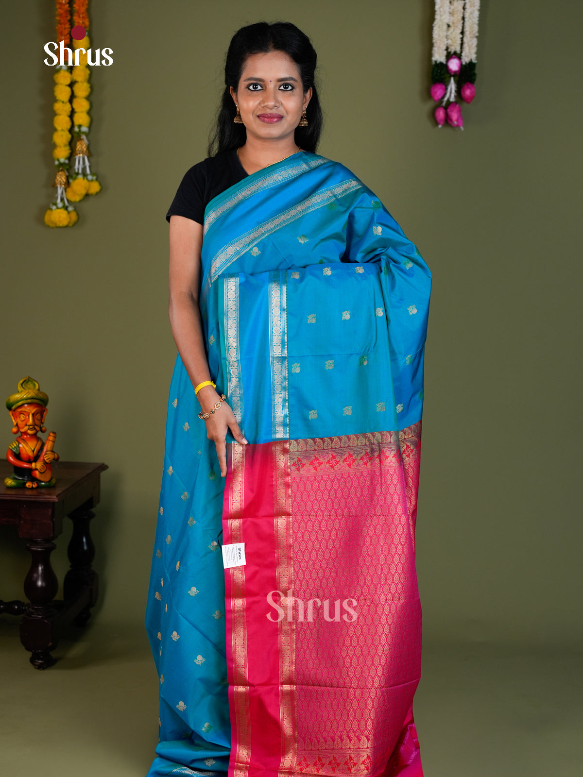 Semi Kanchipuram Saree - EBS16213 - Shop on Shrus.com