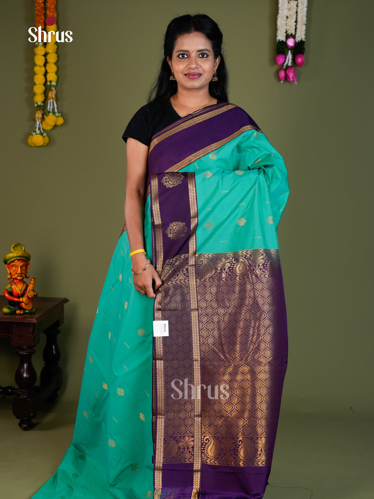 Semi Kanchipuram Saree - EBS16227 - Shop on Shrus.com