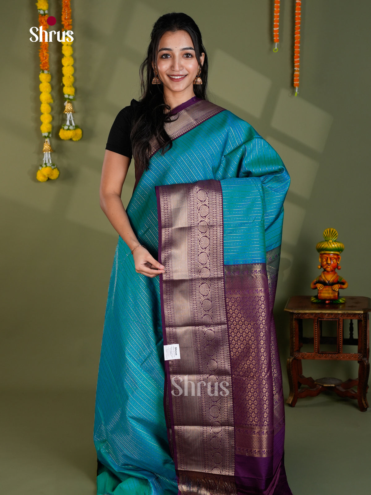 EBS16251 - Semi Kanchipuram Saree - Shop on Shrus.com