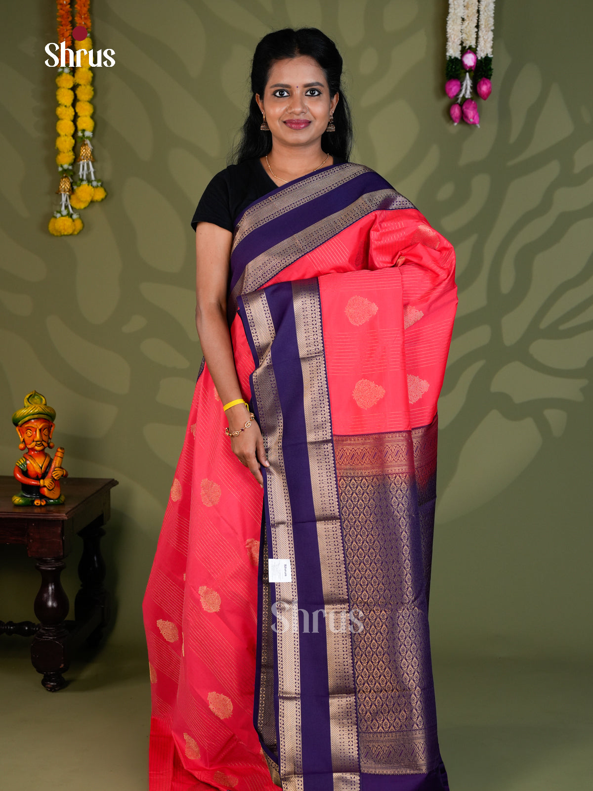 Semi Kanchipuram Saree - EBS16257 - Shop on Shrus.com