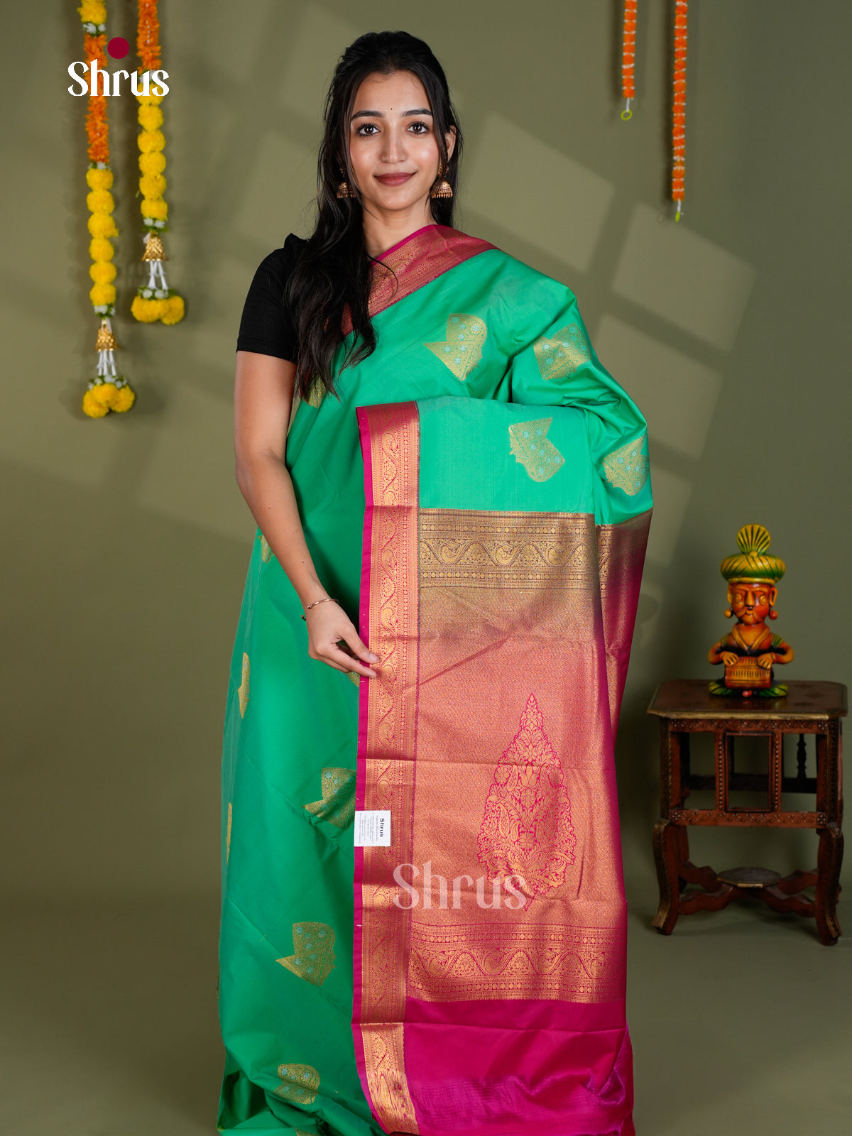 EBS16293 - Semi Kanchipuram Saree - Shop on Shrus.com