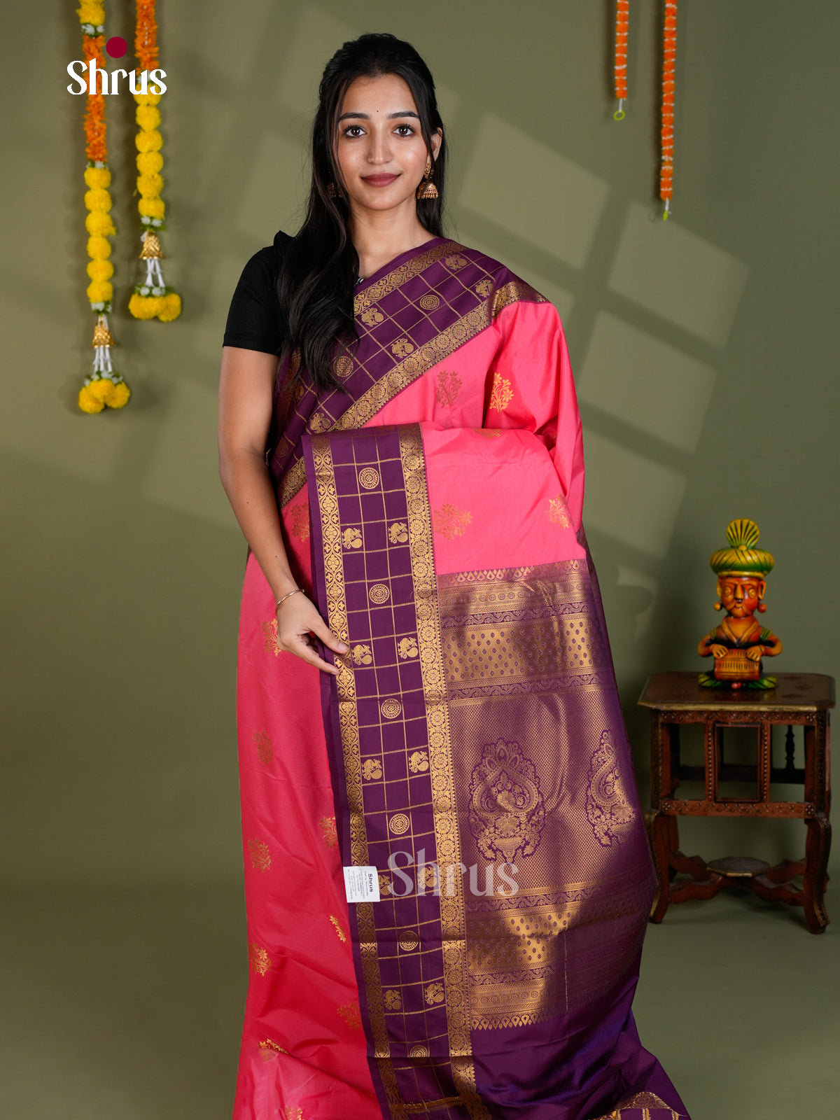EBS16296 - Semi Kanchipuram Saree - Shop on Shrus.com