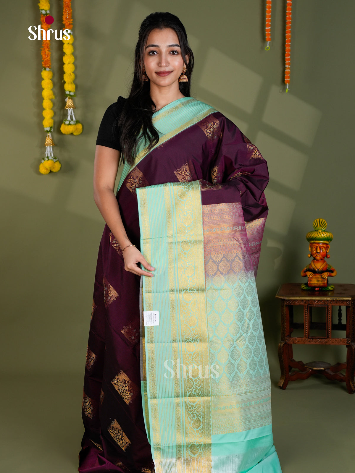 EBS16305 - Semi Kanchipuram Saree - Shop on Shrus.com