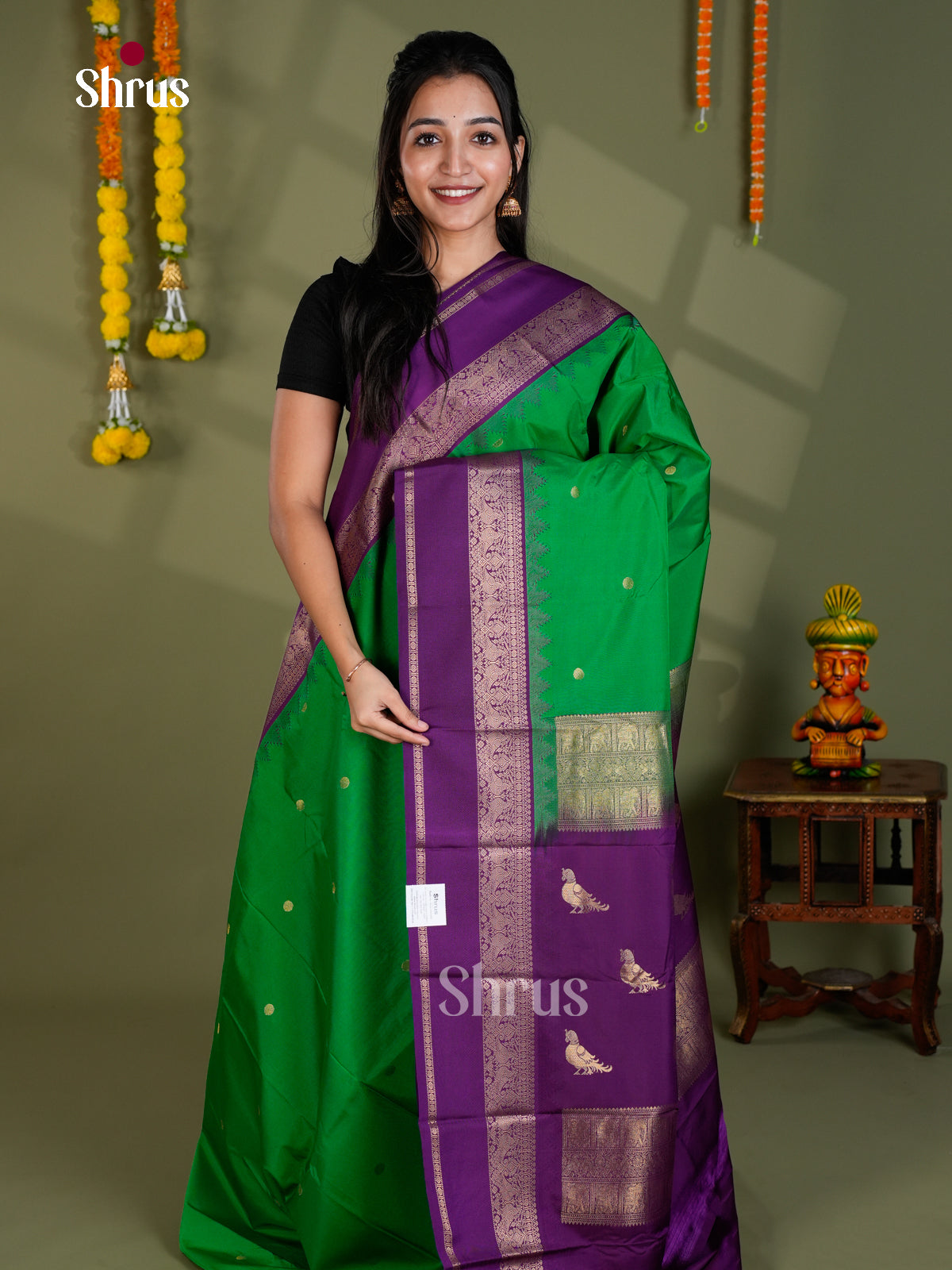 EBS16335 - Semi Kanchipuram Saree - Shop on Shrus.com