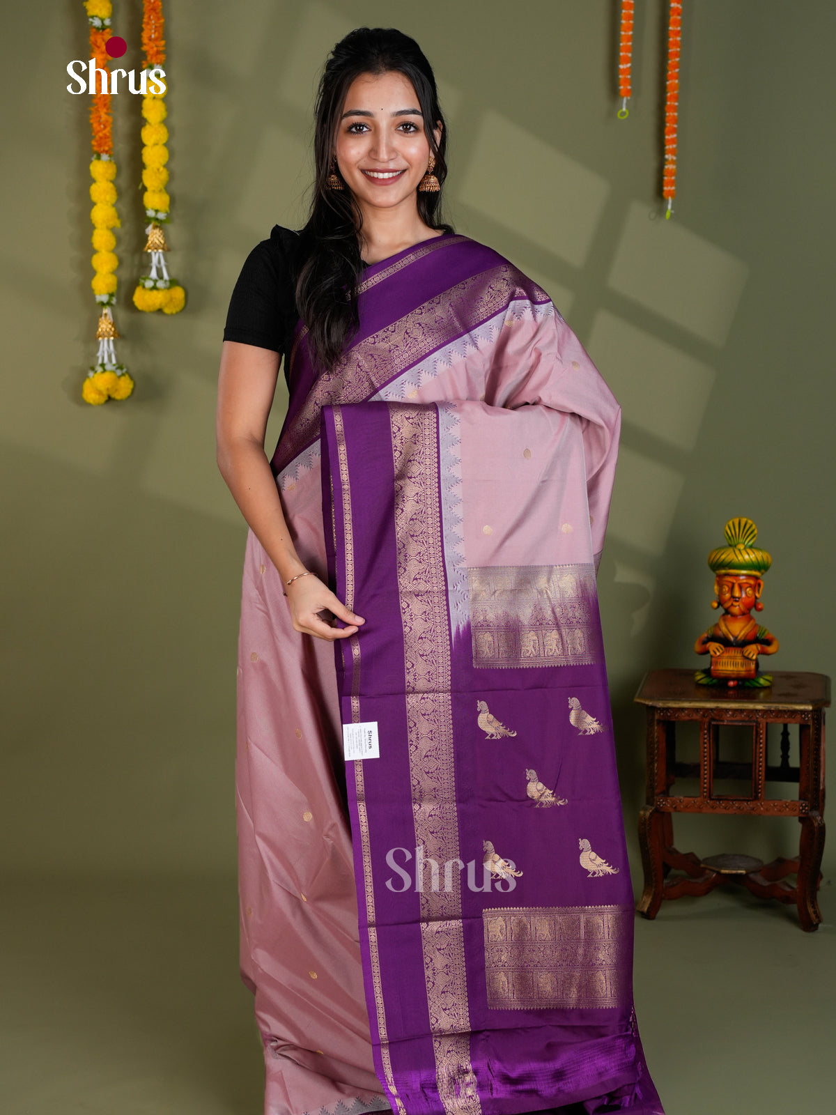 EBS16337 - Semi Kanchipuram Saree - Shop on Shrus.com