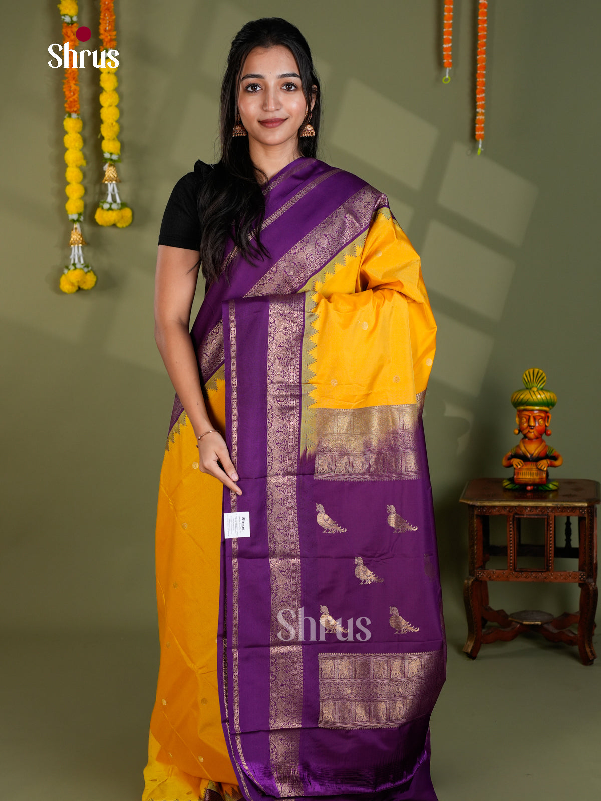 EBS16338 - Semi Kanchipuram Saree - Shop on Shrus.com