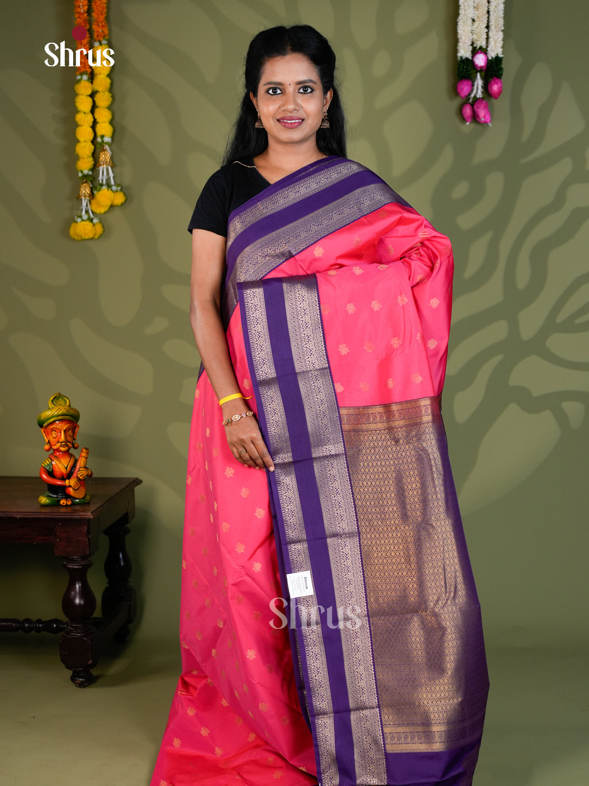 Semi Kanchipuram Saree - EBS16341 - Shop on Shrus.com