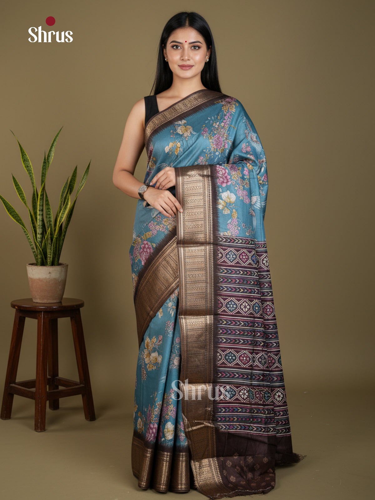 EBS16489 - Semi Crepe Saree - Shop on Shrus.com