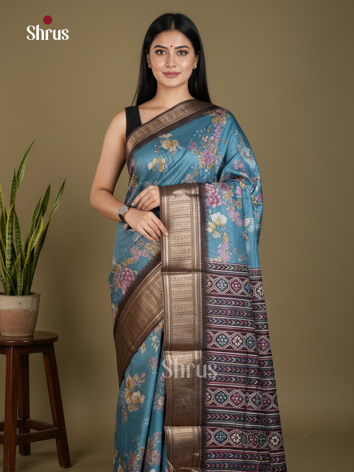 EBS16489 - Semi Crepe Saree - Shop on Shrus.com