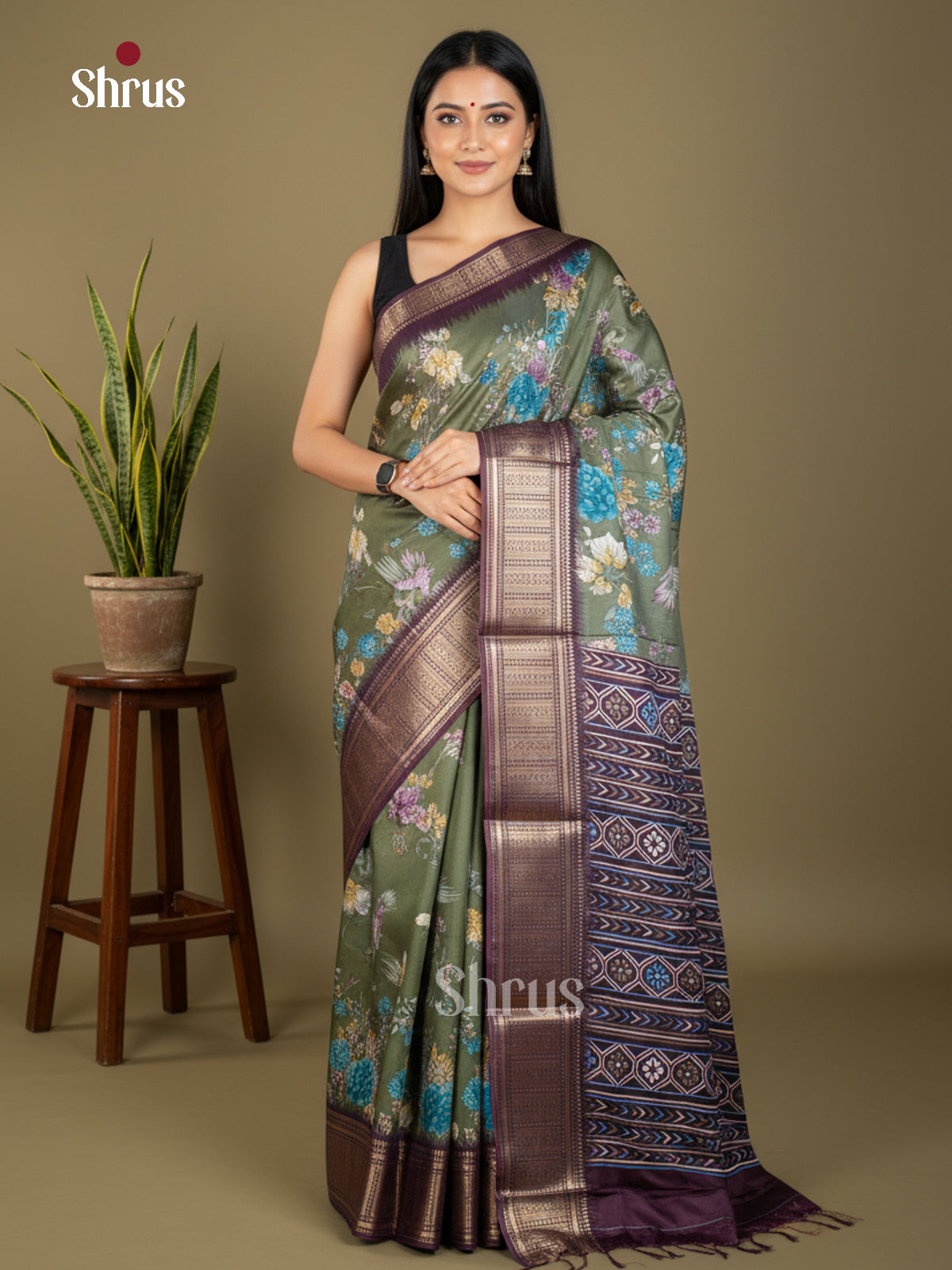 EBS16491 - Semi Crepe Saree - Shop on Shrus.com