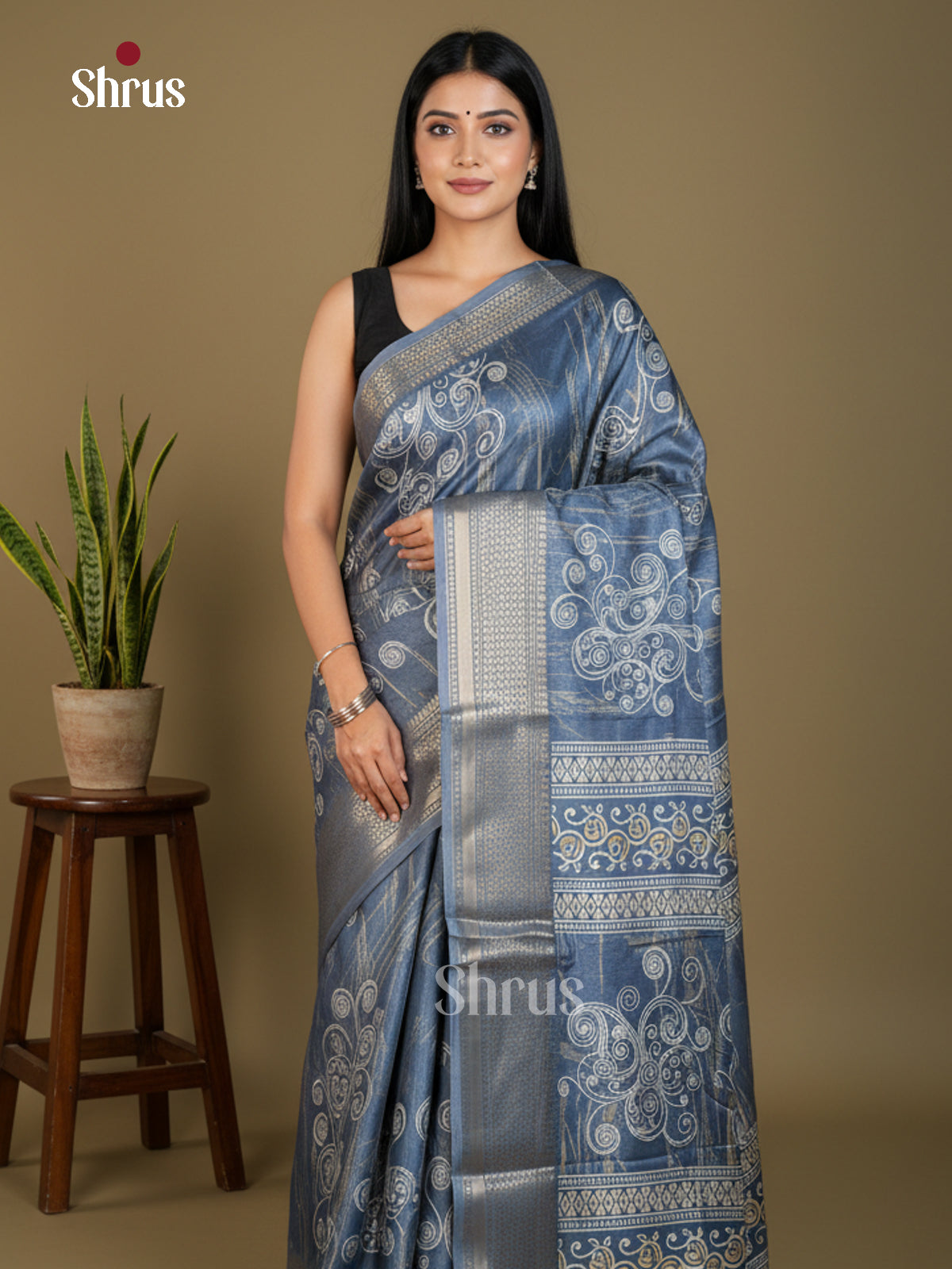 EBS16512 - Semi Crepe Saree - Shop on Shrus.com