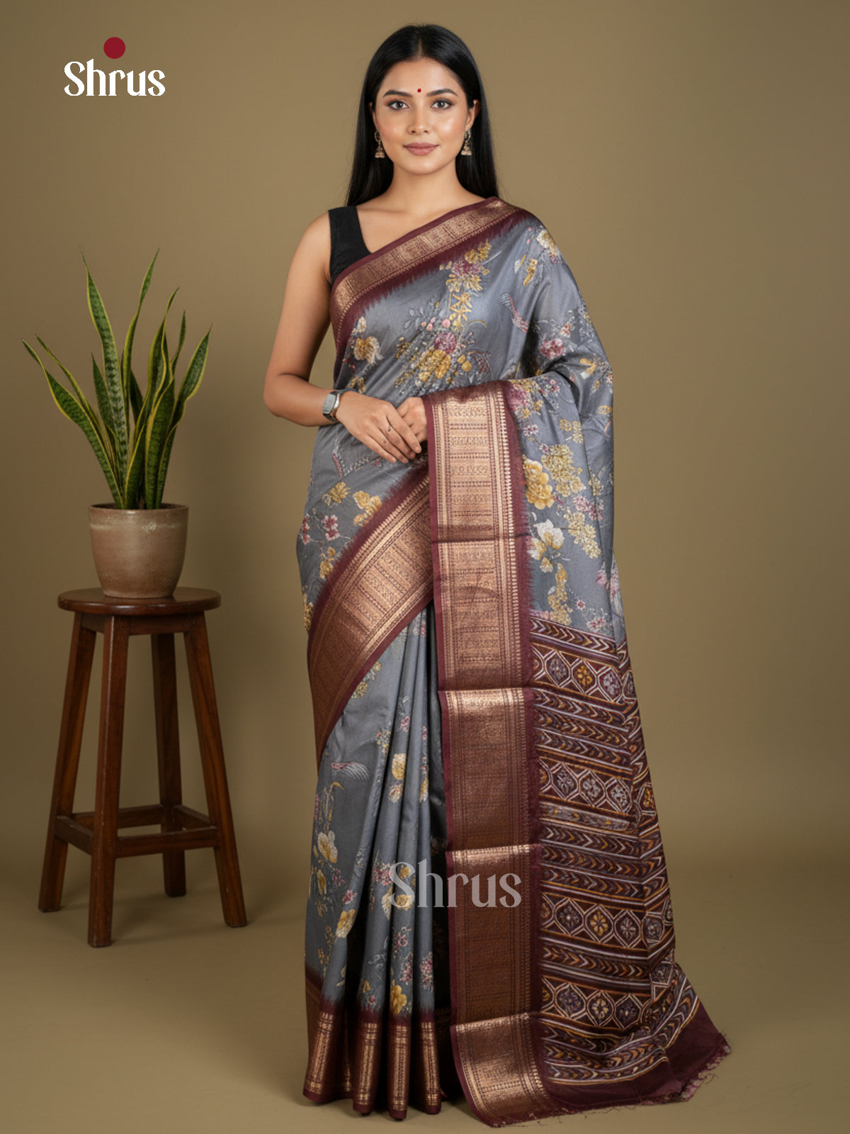 Semi Crepe Saree - EBS16545 - Shop on Shrus.com