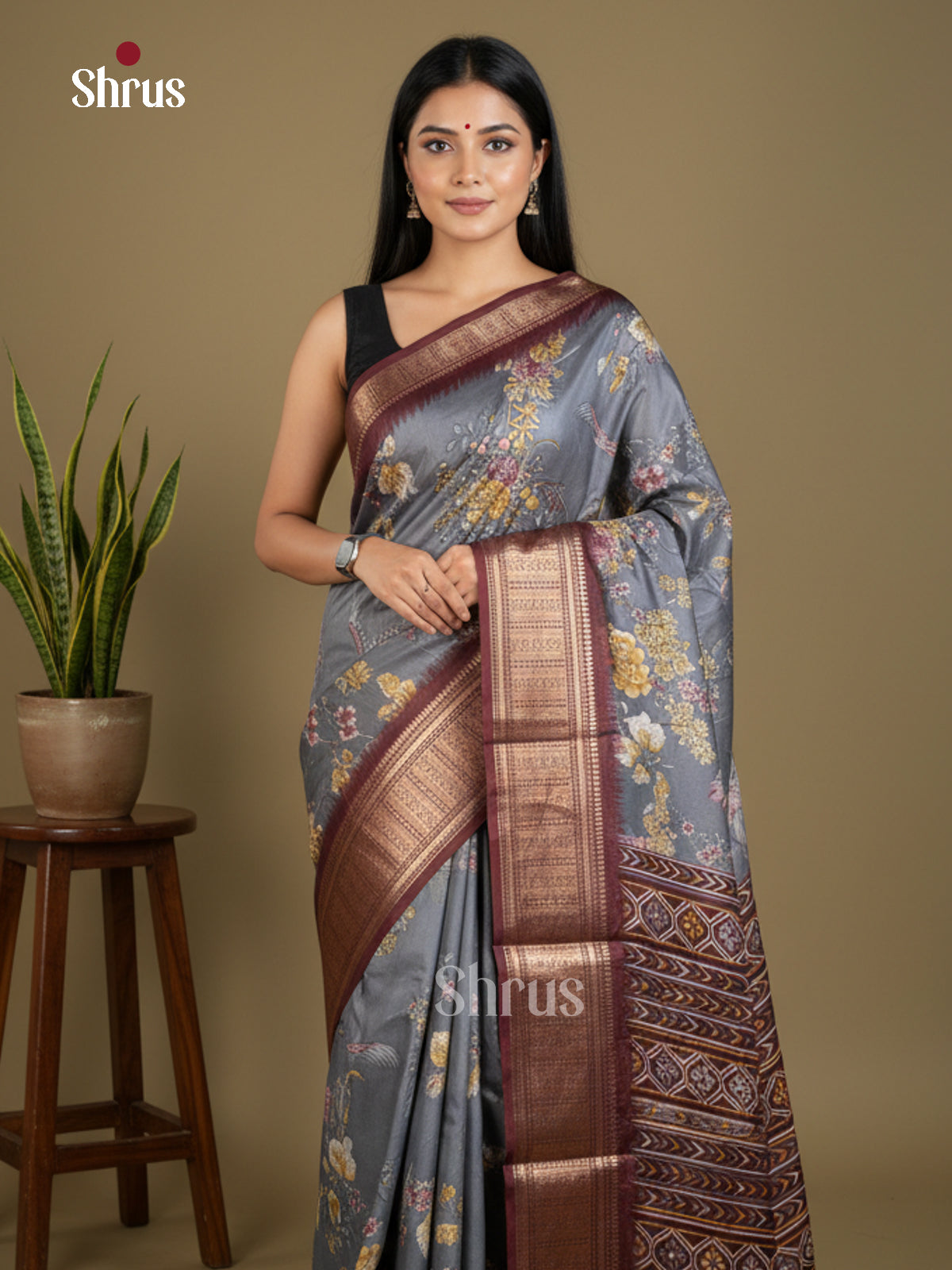 Semi Crepe Saree - EBS16545 - Shop on Shrus.com