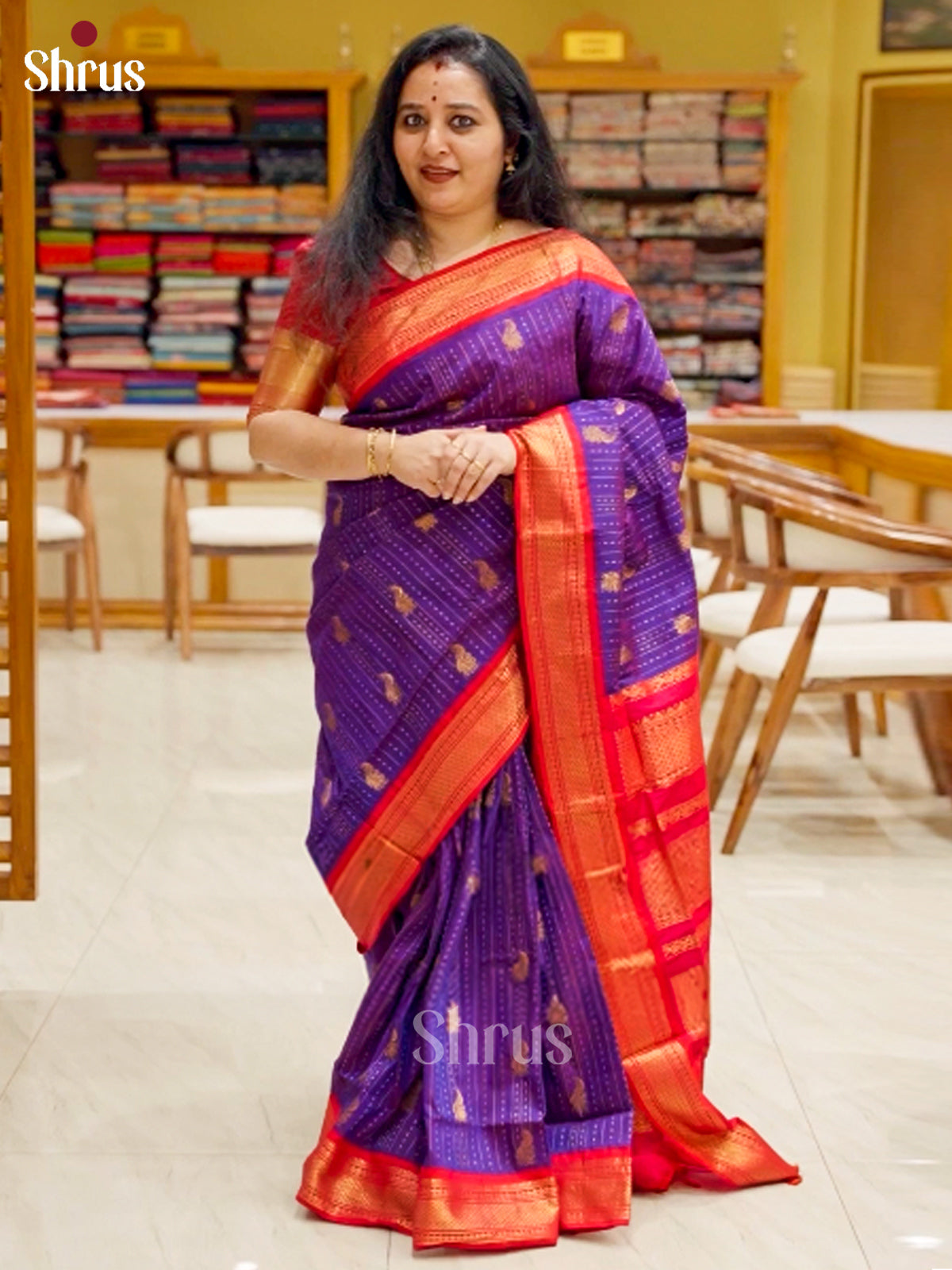 Blue & Pink - Kalyani Cotton Saree - Shop on Shrus.com