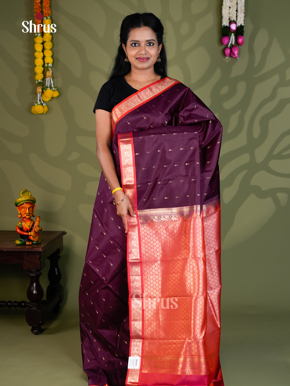 Kanchipuram silk Saree - EBS18444 - Shop on Shrus.com
