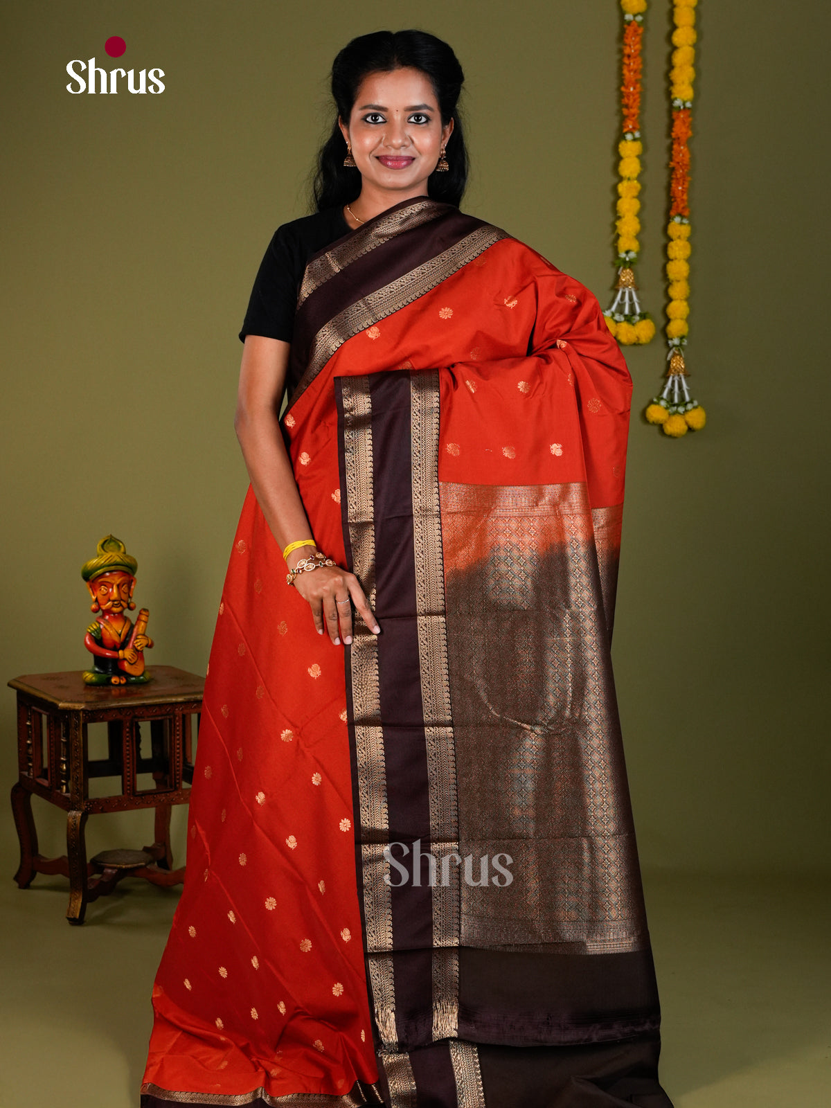 Semi Kanchipuram Saree - EBS19007 - Shop on Shrus.com