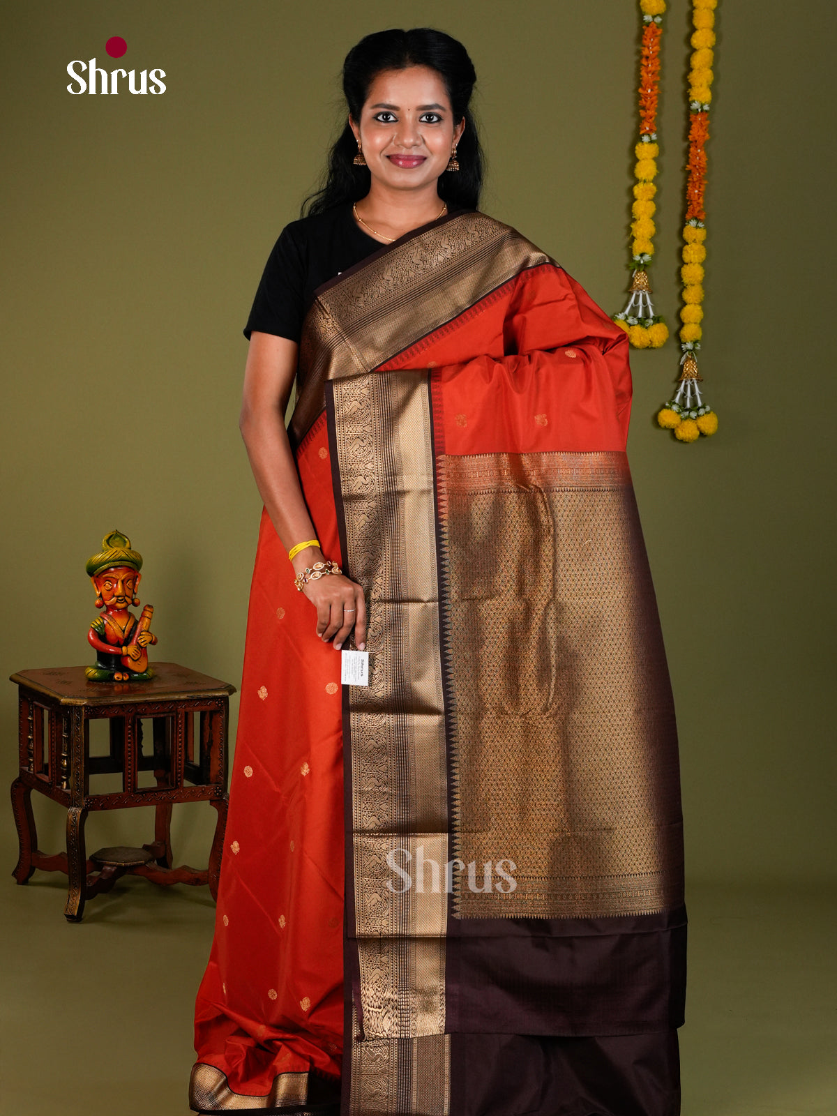 Semi Kanchipuram Saree - EBS19008 - Shop on Shrus.com