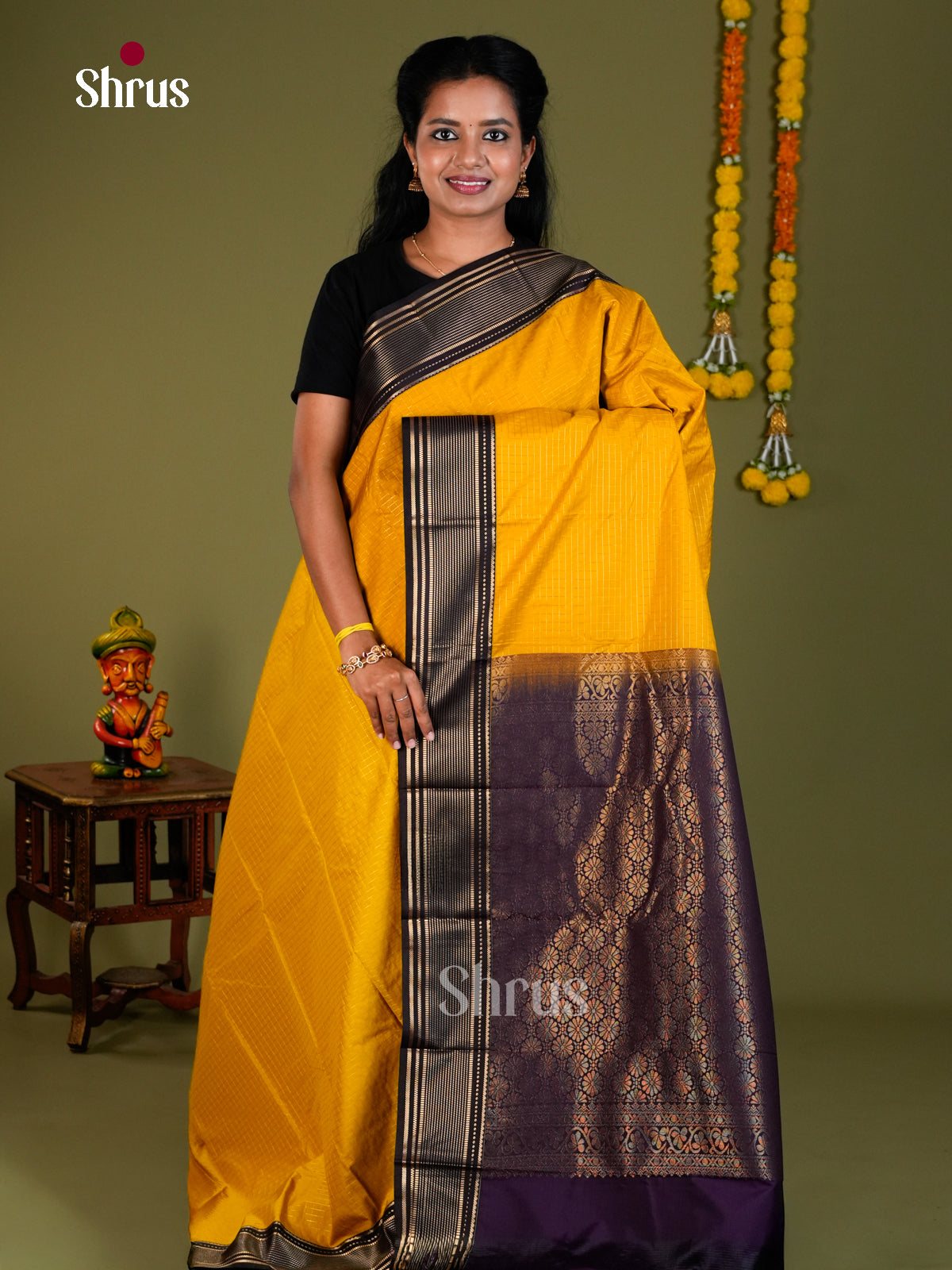 Semi Kanchipuram Saree - EBS19013 - Shop on Shrus.com