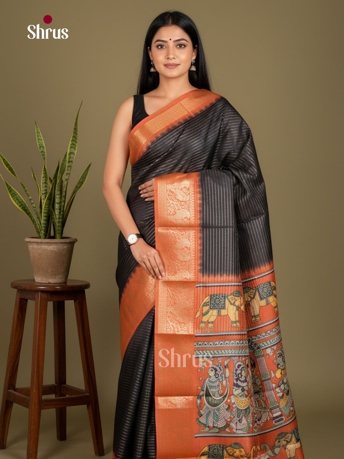 Semi Tussar Saree - EBS20001 - Shop on Shrus.com