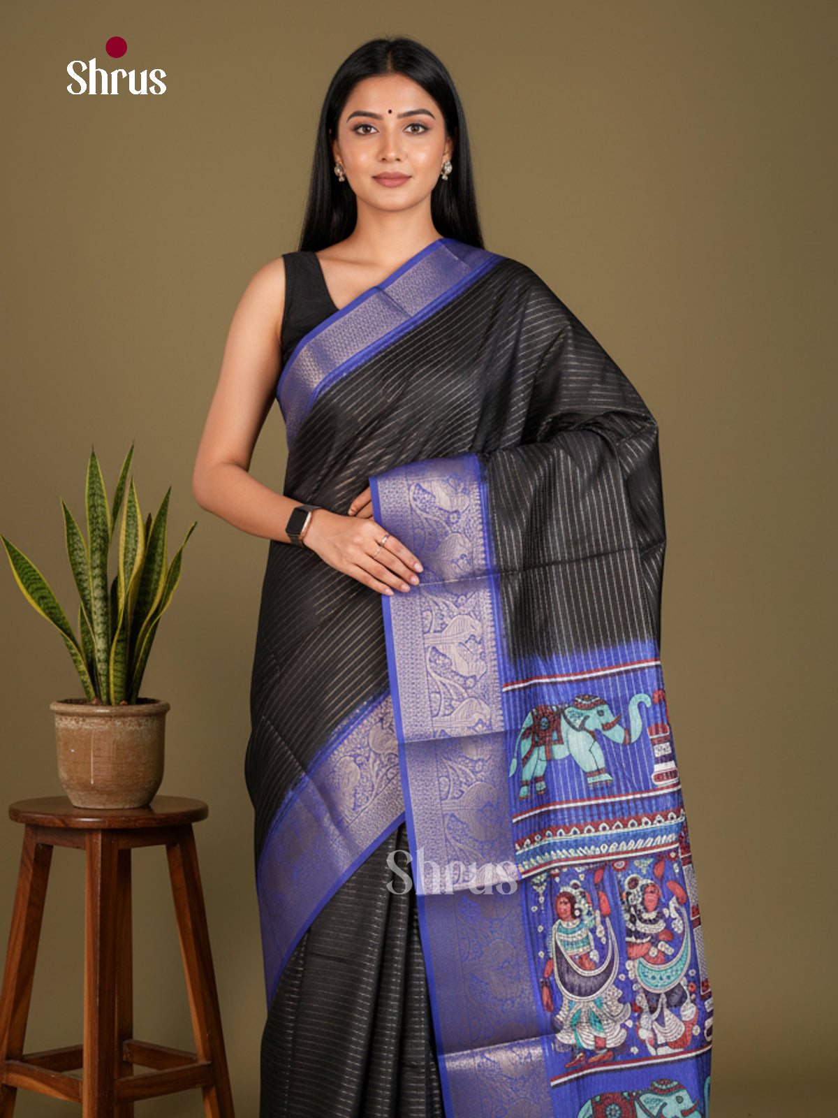 Semi Tussar Saree - EBS20002 - Shop on Shrus.com