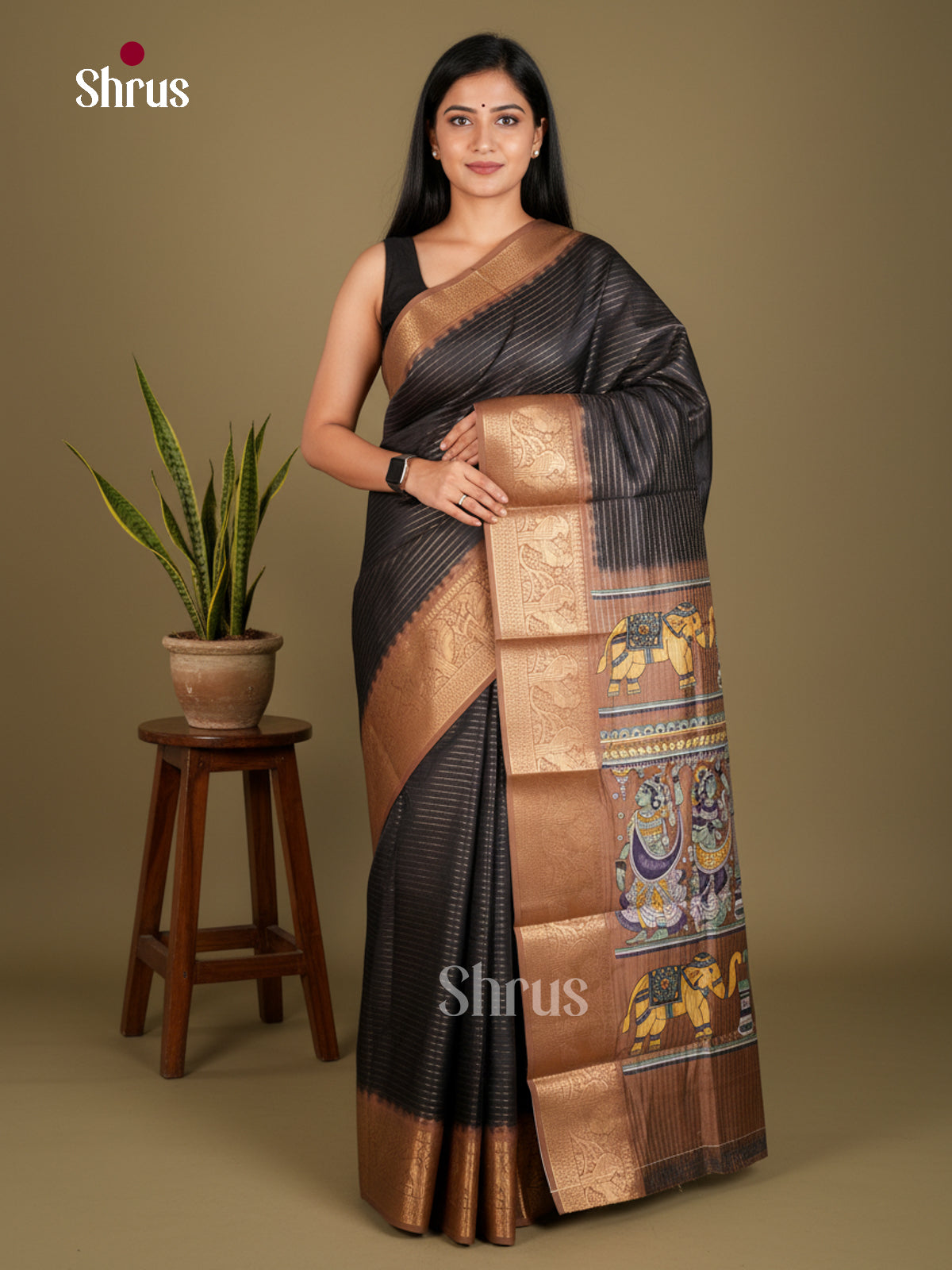 Semi Tussar Saree - EBS20005 - Shop on Shrus.com