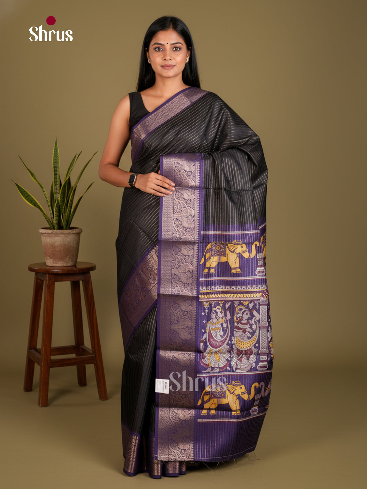 Semi Tussar Saree - EBS20006 - Shop on Shrus.com