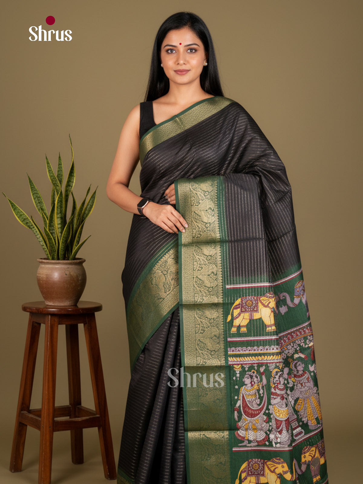 Semi Tussar Saree - EBS20007 - Shop on Shrus.com