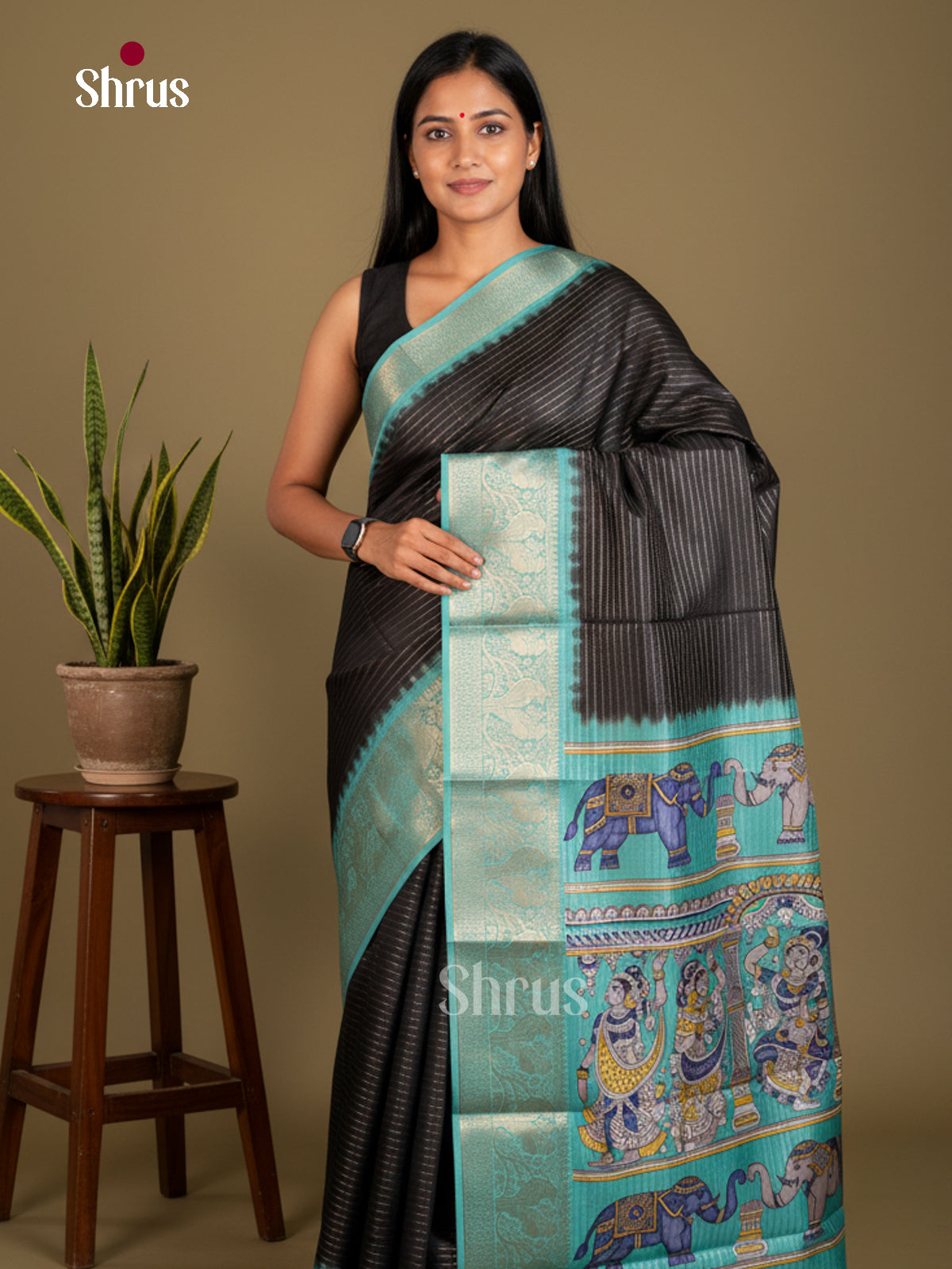 Semi Tussar Saree - EBS20009 - Shop on Shrus.com
