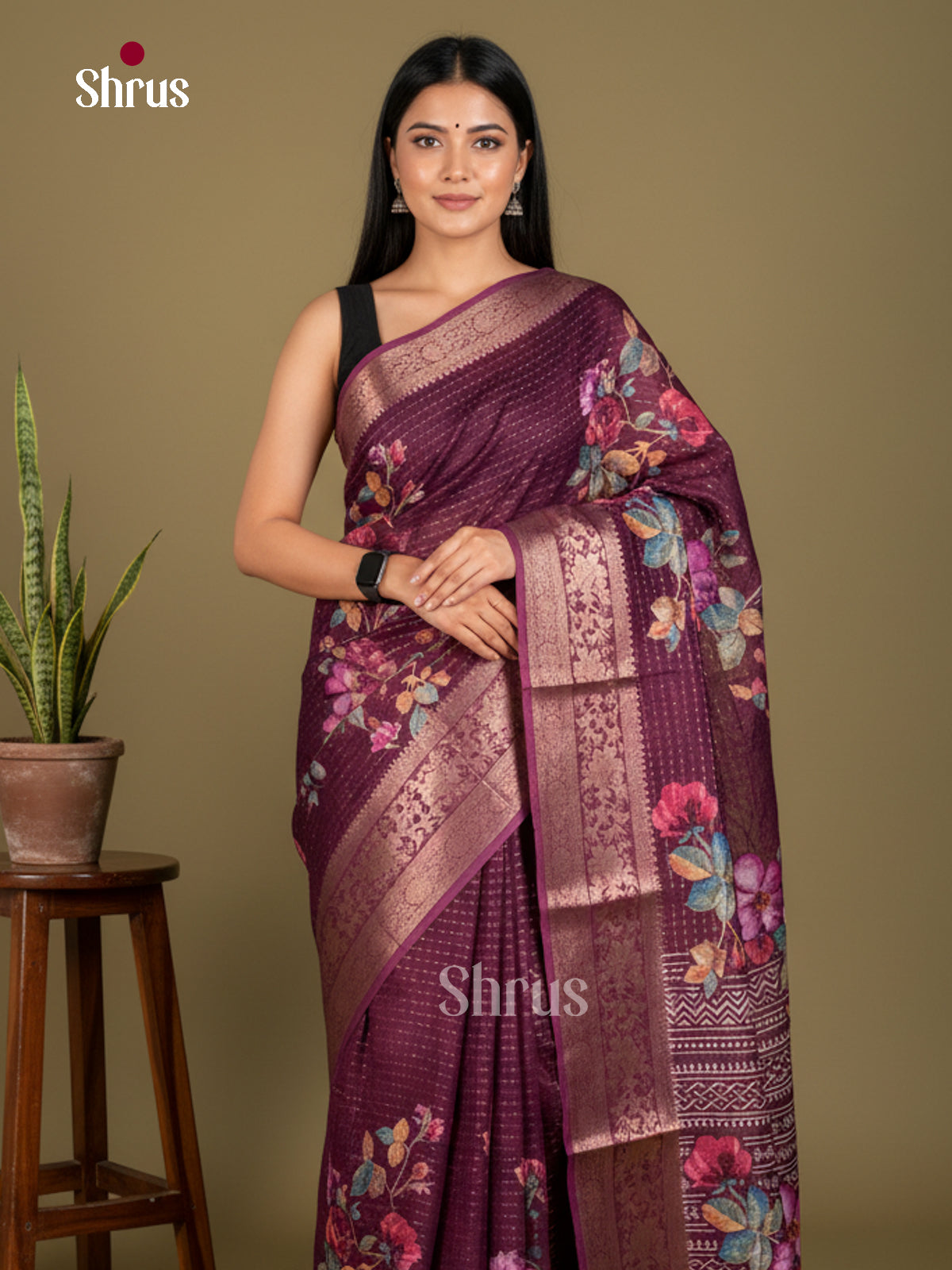 Semi Crepe Saree - EBS20431 - Shop on Shrus.com